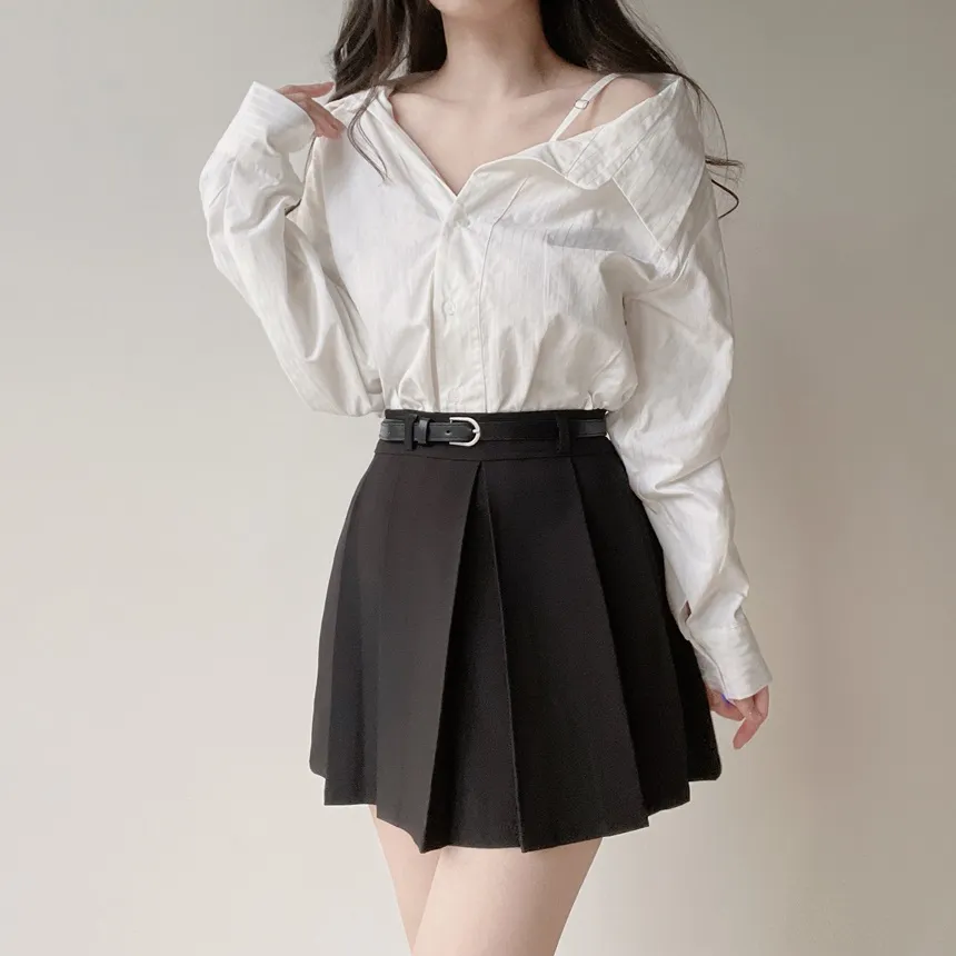 バックリボンカラースリムストライプブラウス | mirangmirang | 詳細画像10