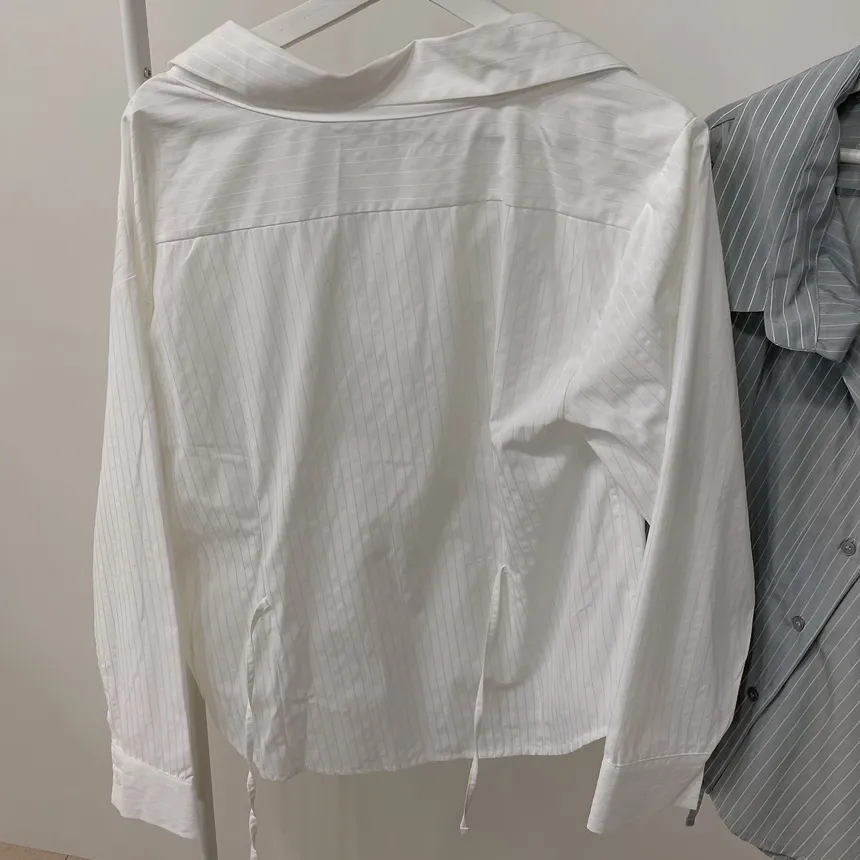 バックリボンカラースリムストライプブラウス | mirangmirang | 詳細画像19