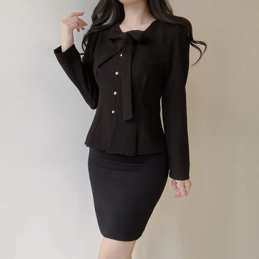 ツイードパール調ボタンリボンブラウス | mirangmirang | 詳細画像9