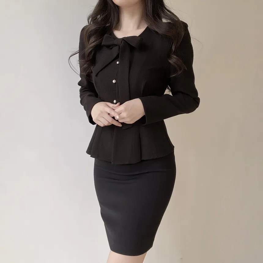 ツイードパール調ボタンリボンブラウス | mirangmirang | 詳細画像11