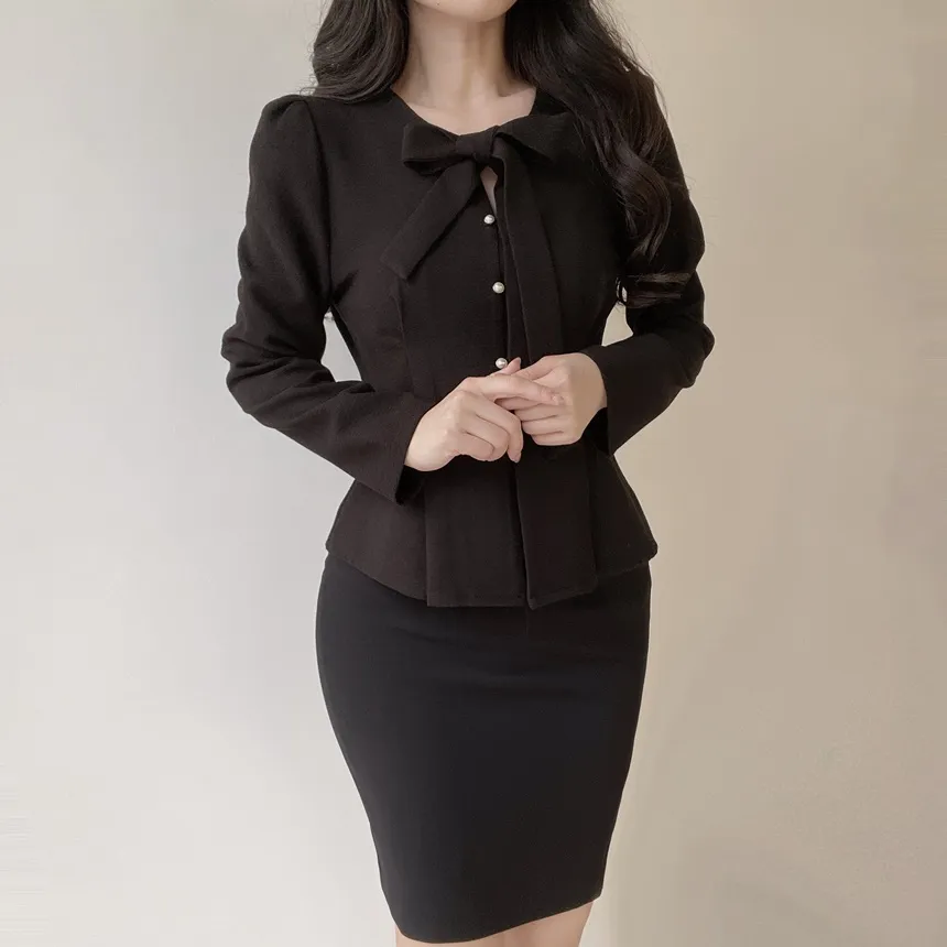 ツイードパール調ボタンリボンブラウス | mirangmirang | 詳細画像13