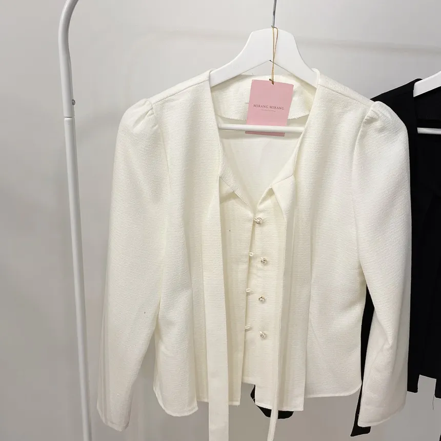 ツイードパール調ボタンリボンブラウス | mirangmirang | 詳細画像16