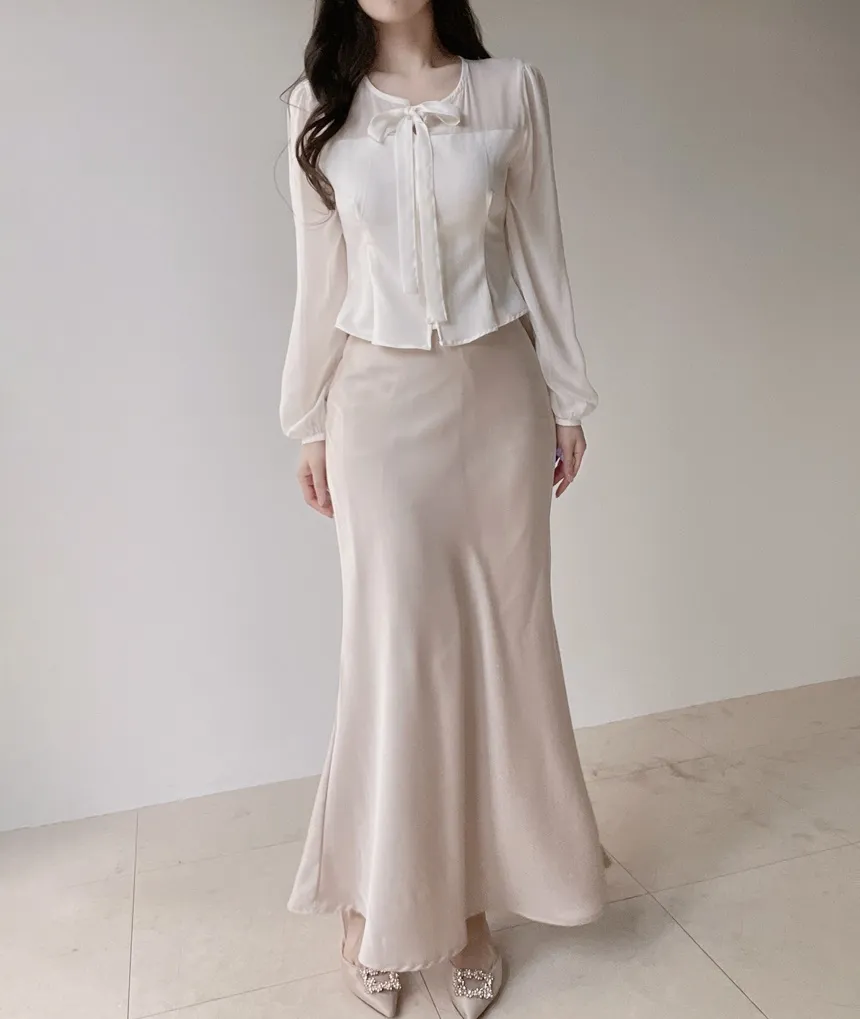 ラウンドネックボタンリボンブラウス | mirangmirang | 詳細画像6