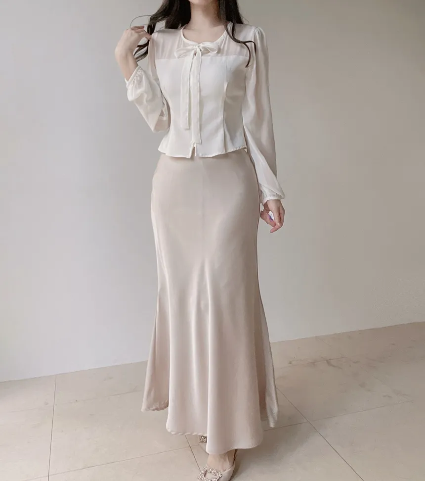 ラウンドネックボタンリボンブラウス | mirangmirang | 詳細画像9