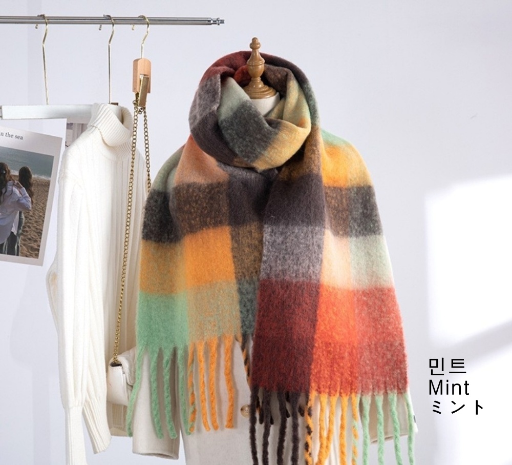 フリンジチェックカラーマフラー | 詳細画像14