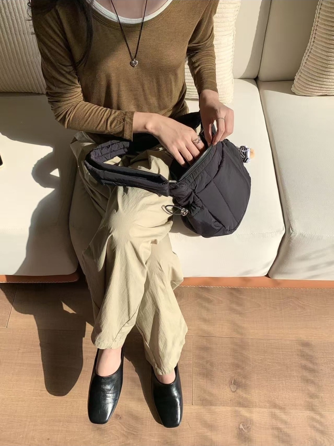 2WAY中綿ポケットドローコードショルダーバッグショルダーバッグ | 詳細画像7