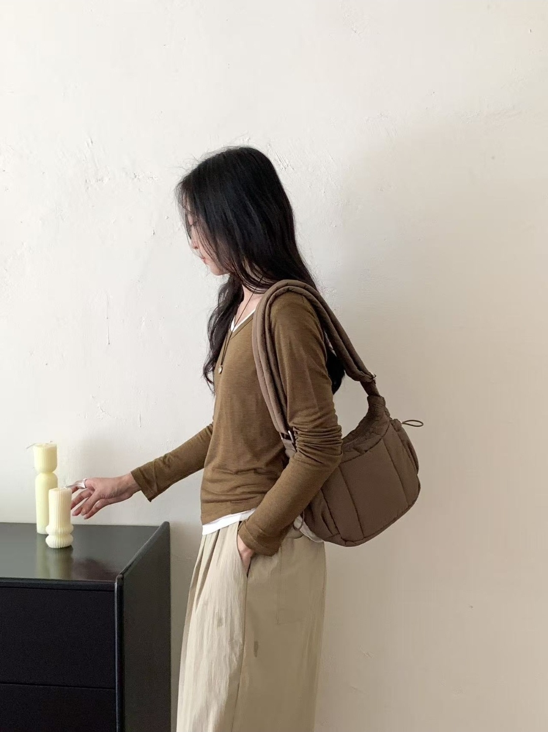 2WAY中綿ポケットドローコードショルダーバッグショルダーバッグ | 詳細画像8