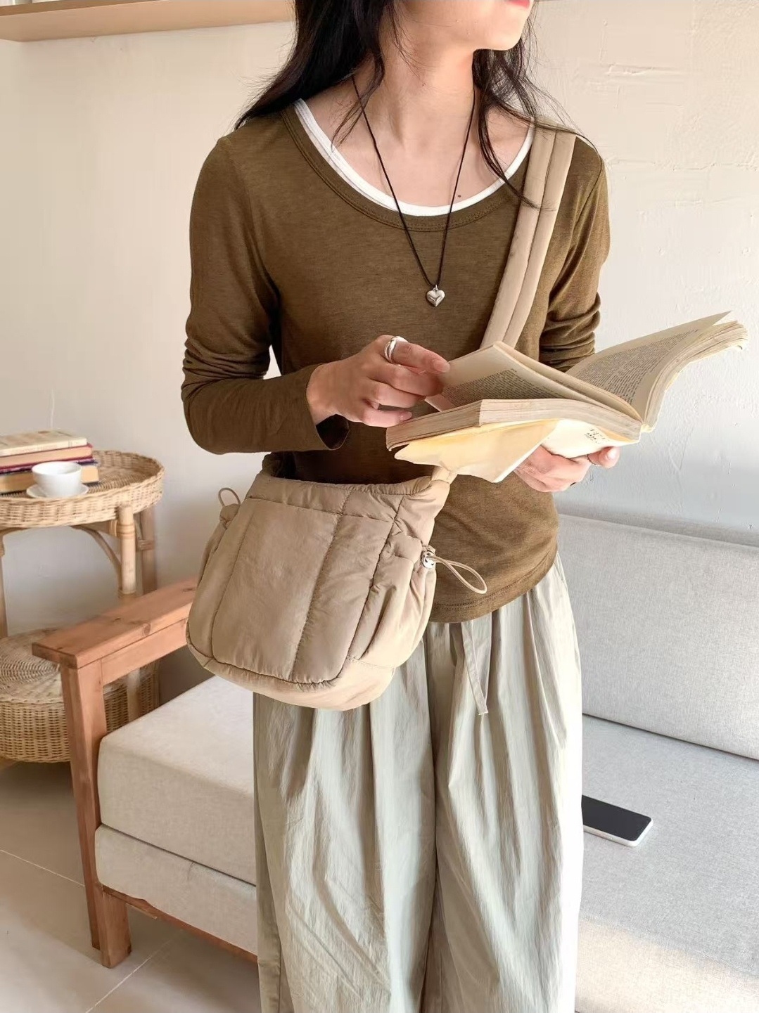 2WAY中綿ポケットドローコードショルダーバッグショルダーバッグ | 詳細画像13