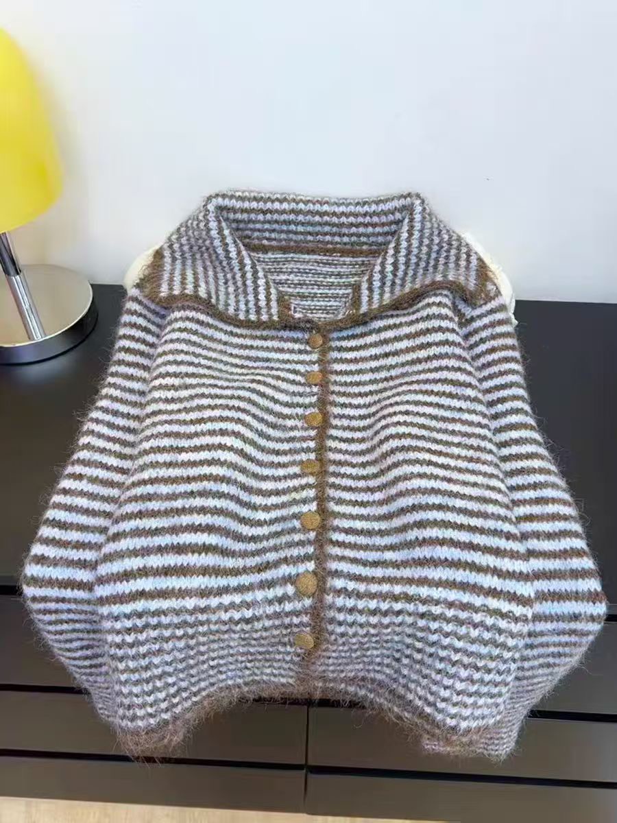 カラーハイネックボーダー配色カーディガン | 詳細画像2