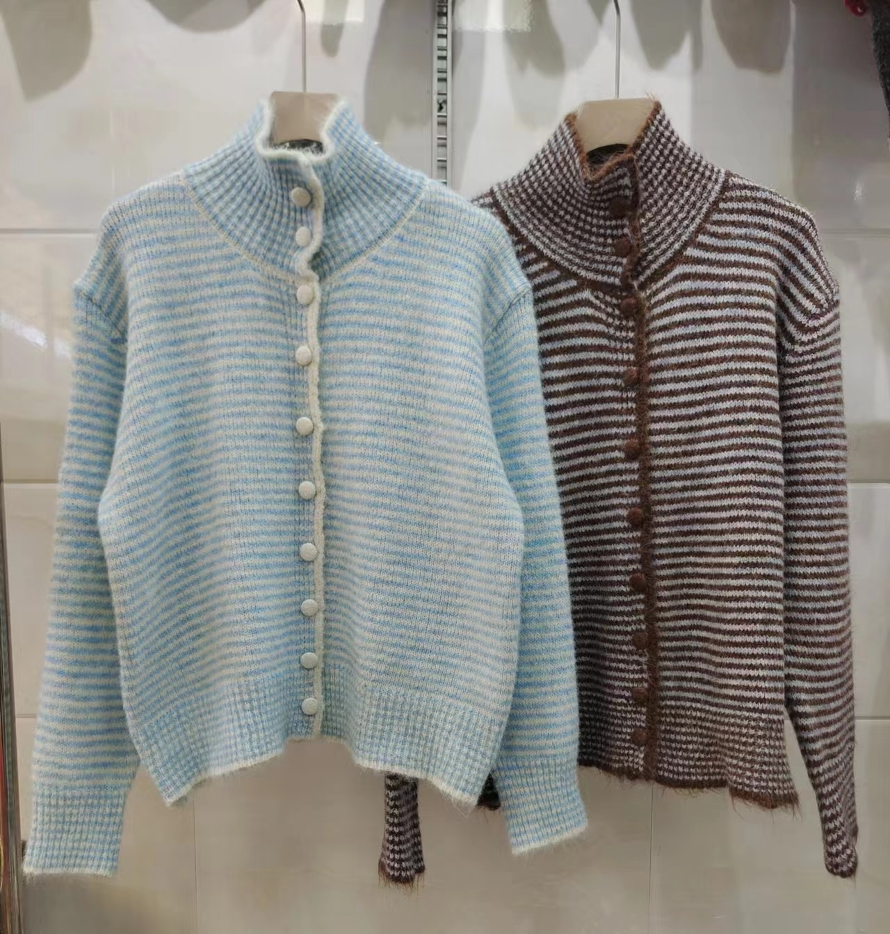 カラーハイネックボーダー配色カーディガン | 詳細画像6