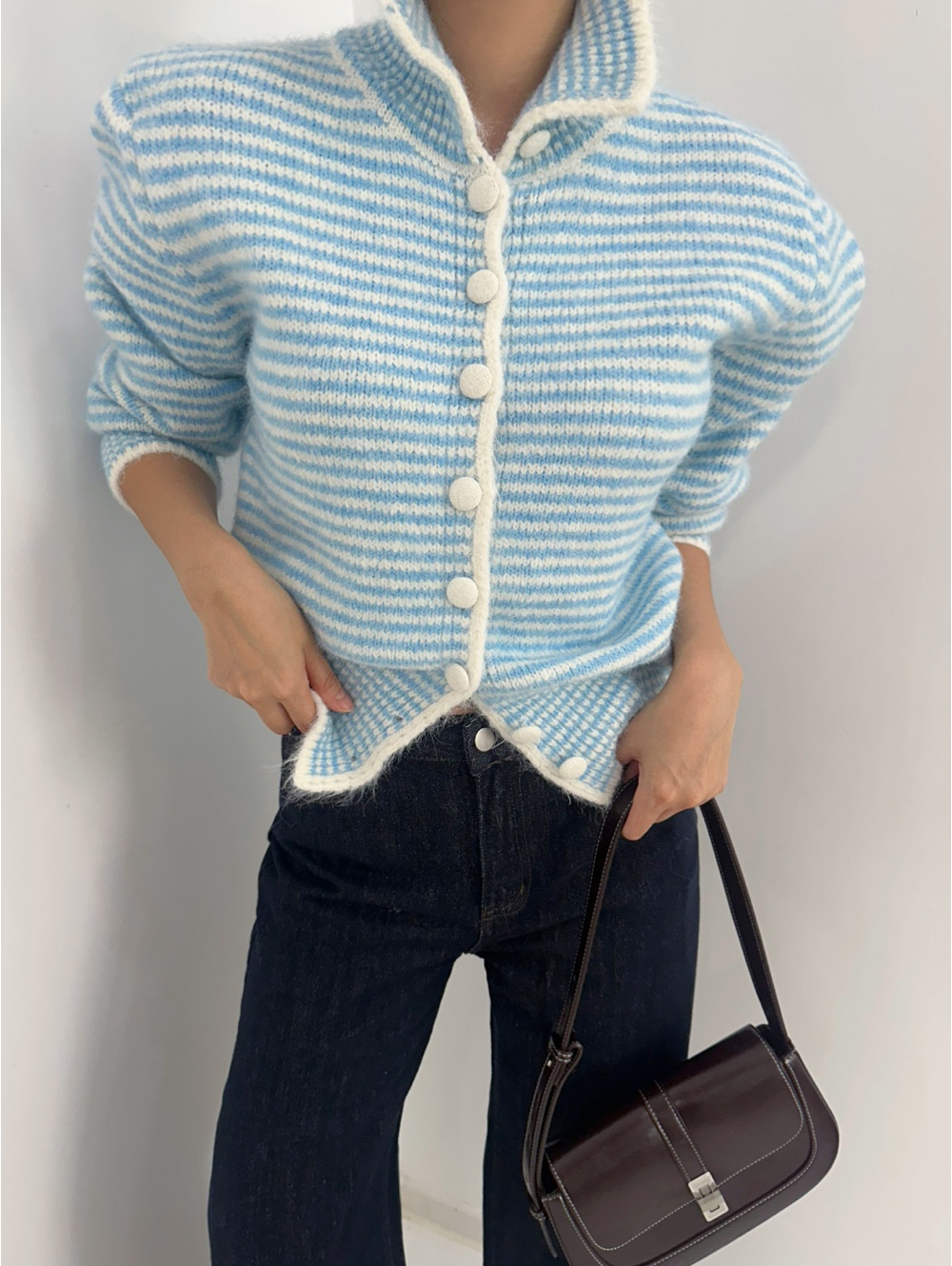 カラーハイネックボーダー配色カーディガン | 詳細画像9