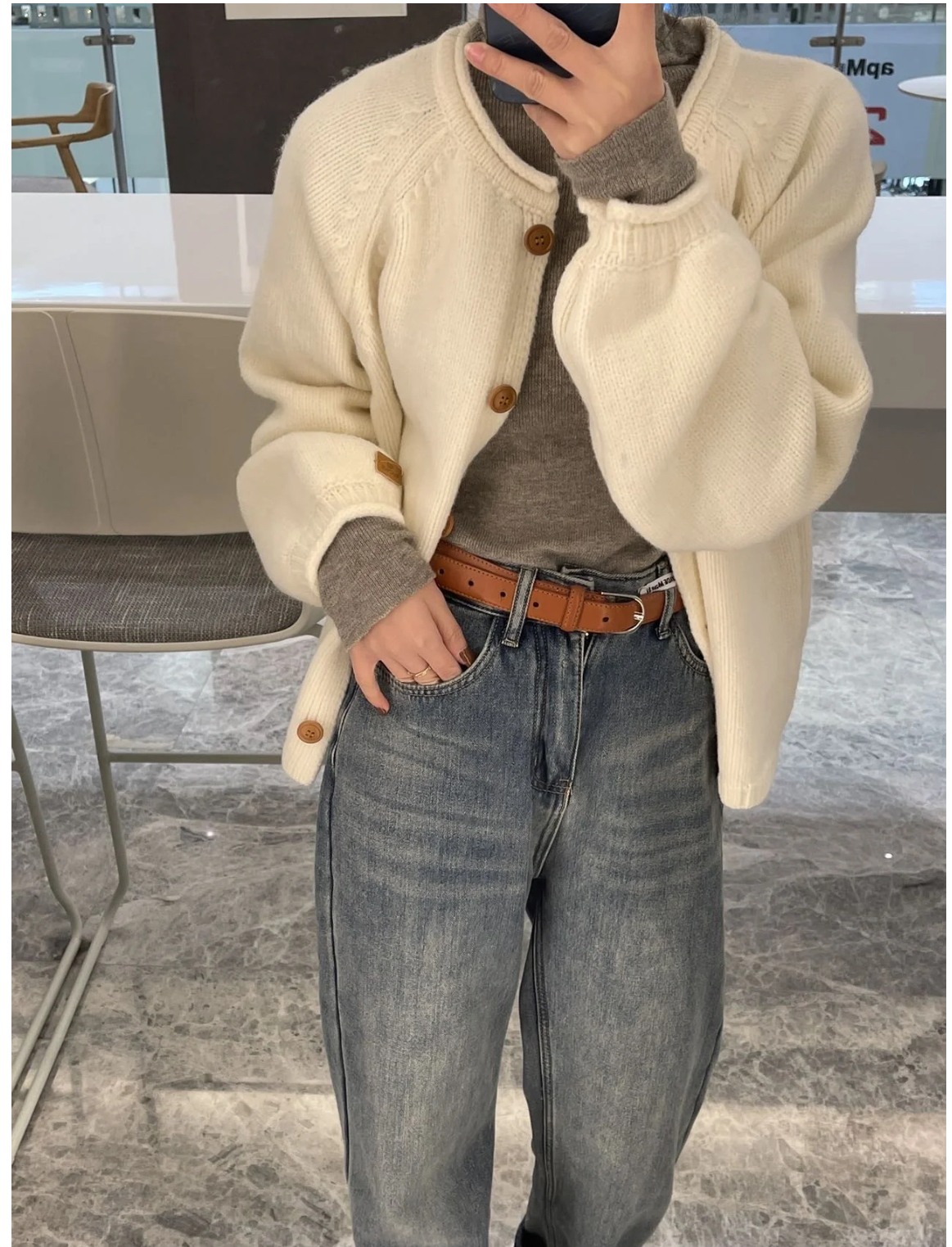 ラウンドネックパッチバルーンカーディガン | 詳細画像8