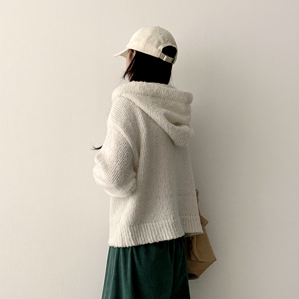 ルーズフードニットパーカー | レディースファッション通販 - DHOLIC
