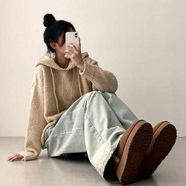 ルーズフードニットパーカー | レディースファッション通販 - DHOLIC