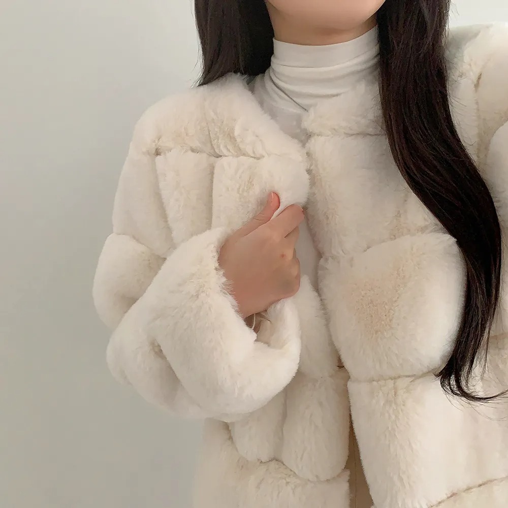 エコファーノーカラージャケット | レディースファッション通販 - DHOLIC