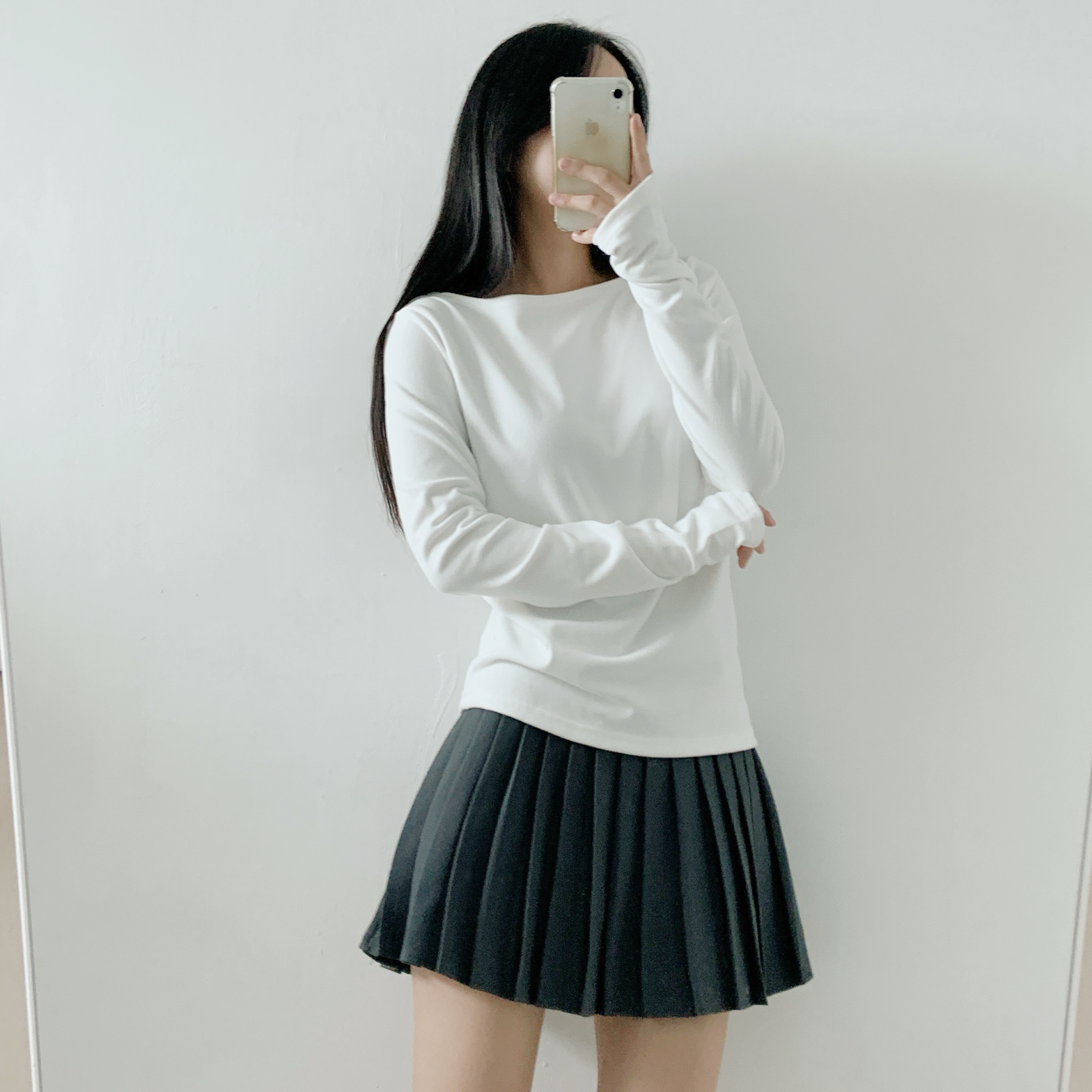 裏起毛ラウンドネックボートネック長袖Tシャツ | 詳細画像7