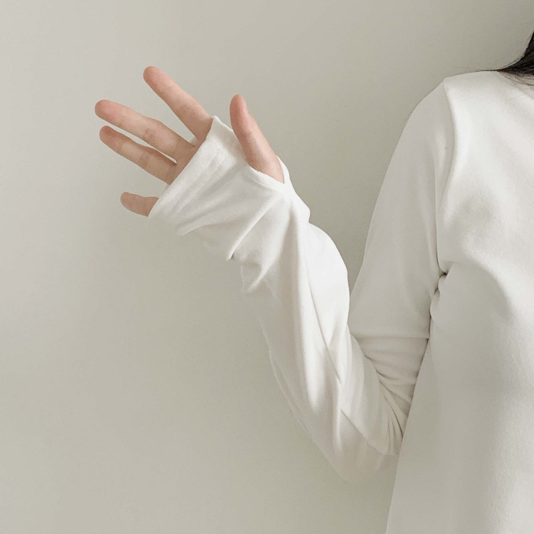 裏起毛ラウンドネックボートネック長袖Tシャツ | 詳細画像3