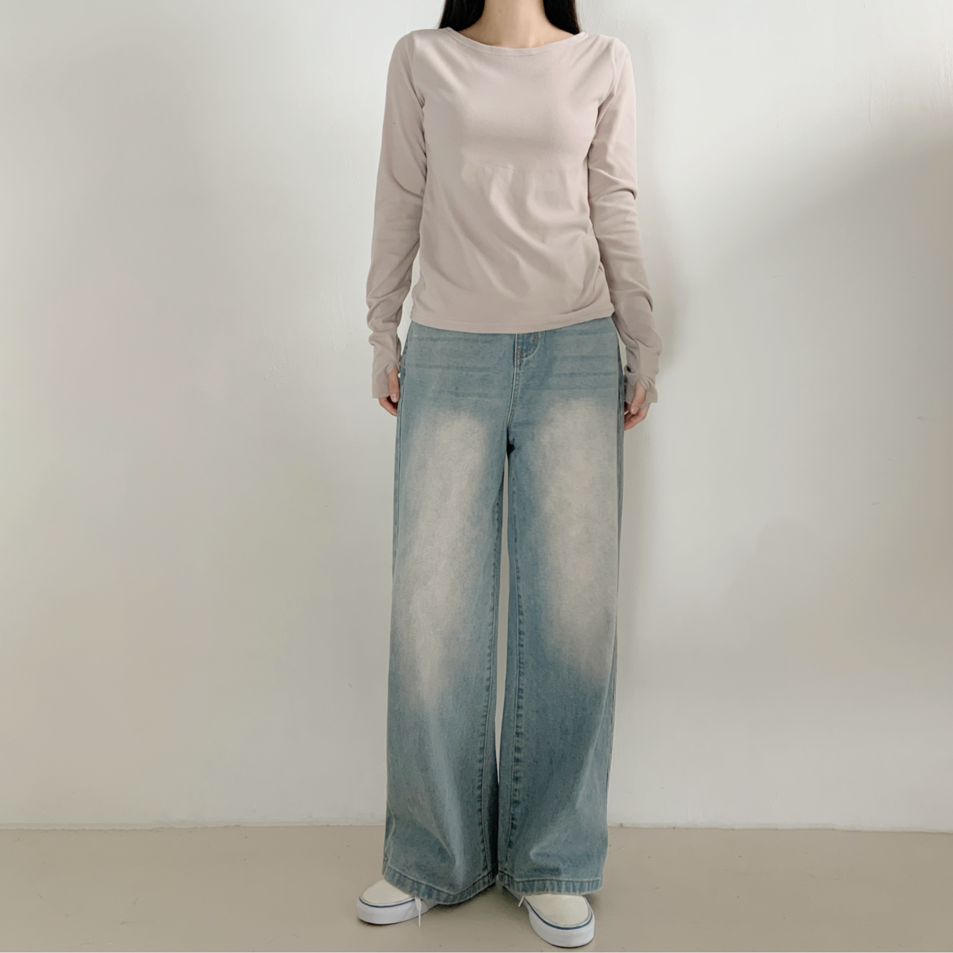 裏起毛ラウンドネックボートネック長袖Tシャツ | 詳細画像12