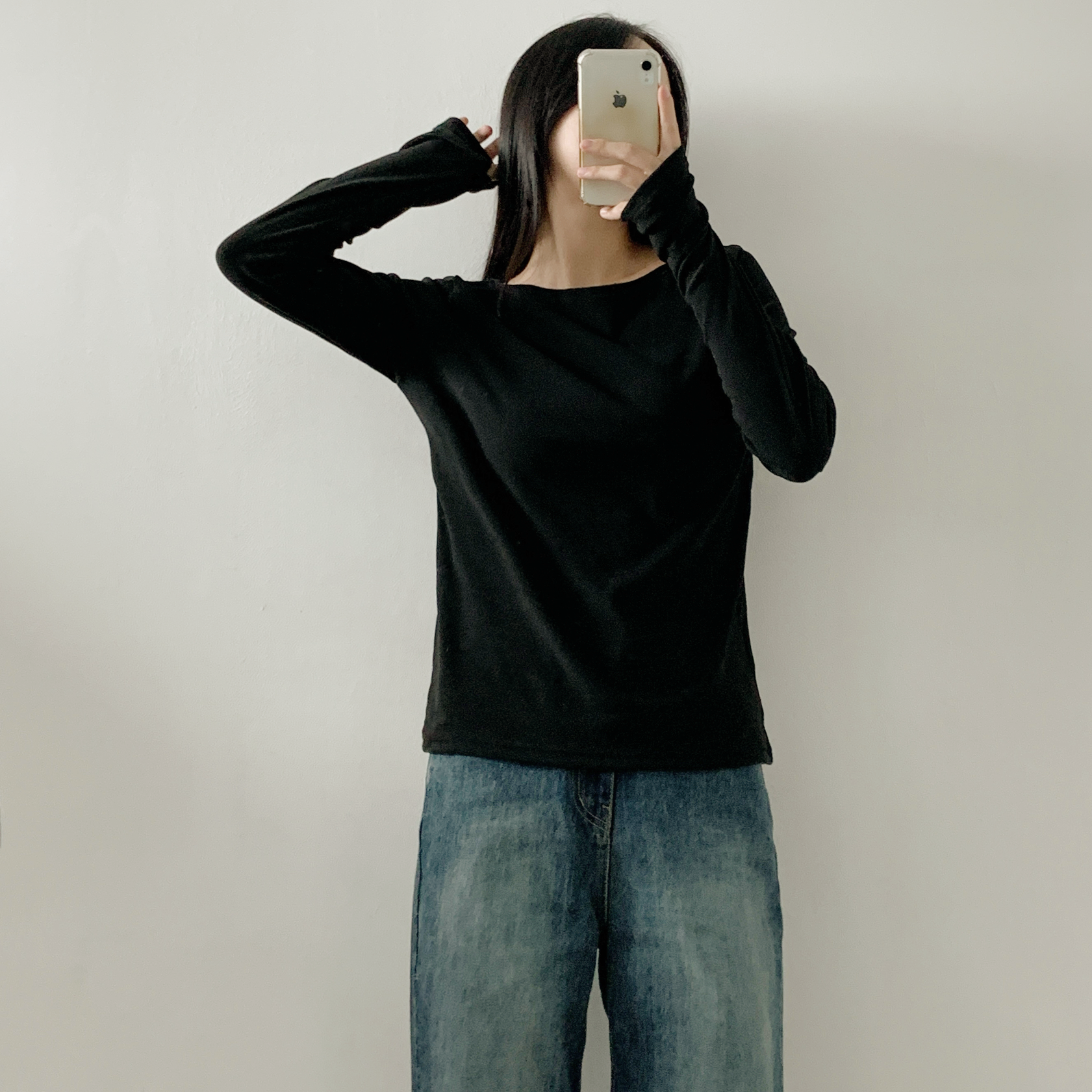 裏起毛ラウンドネックボートネック長袖Tシャツ | 詳細画像16