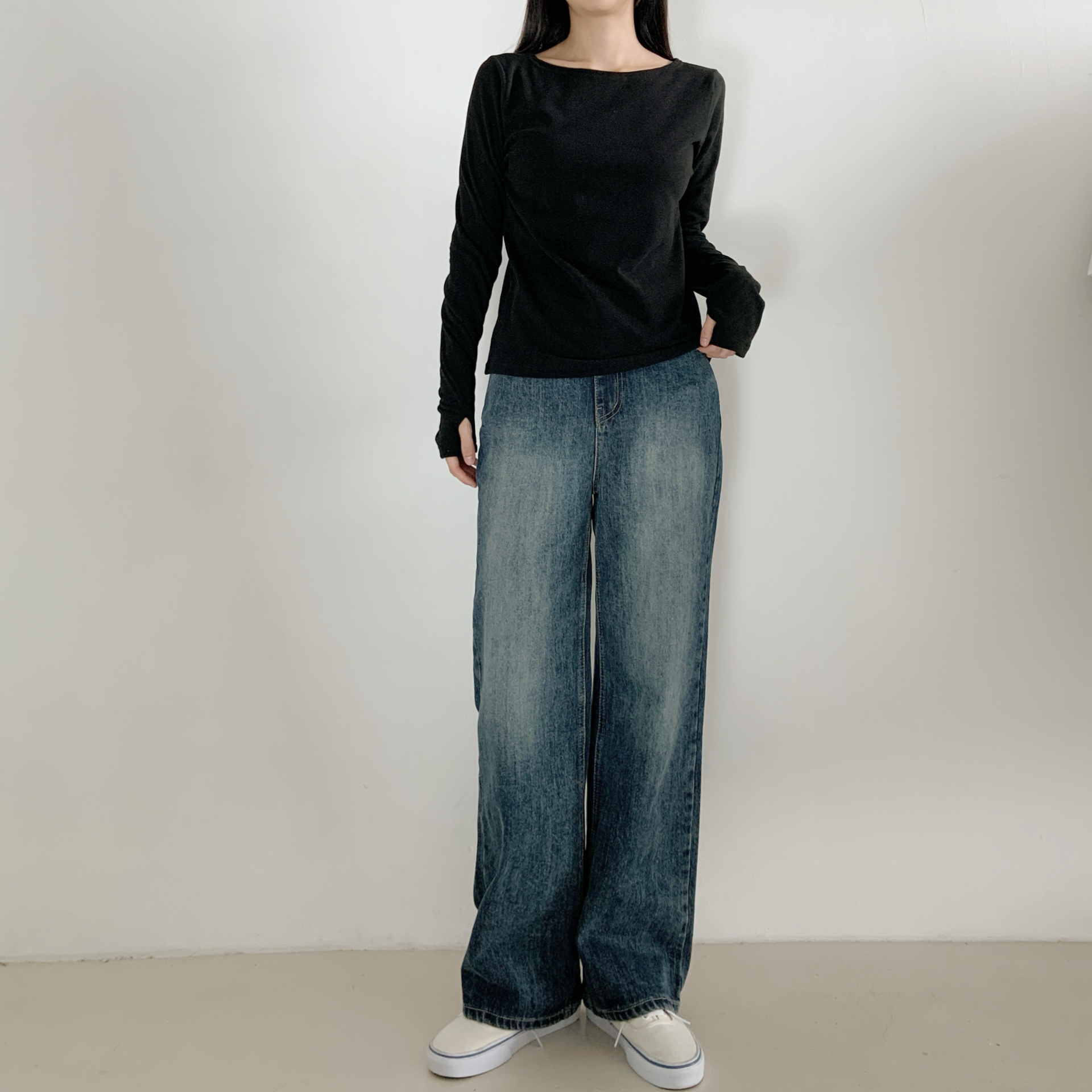 裏起毛ラウンドネックボートネック長袖Tシャツ | 詳細画像17