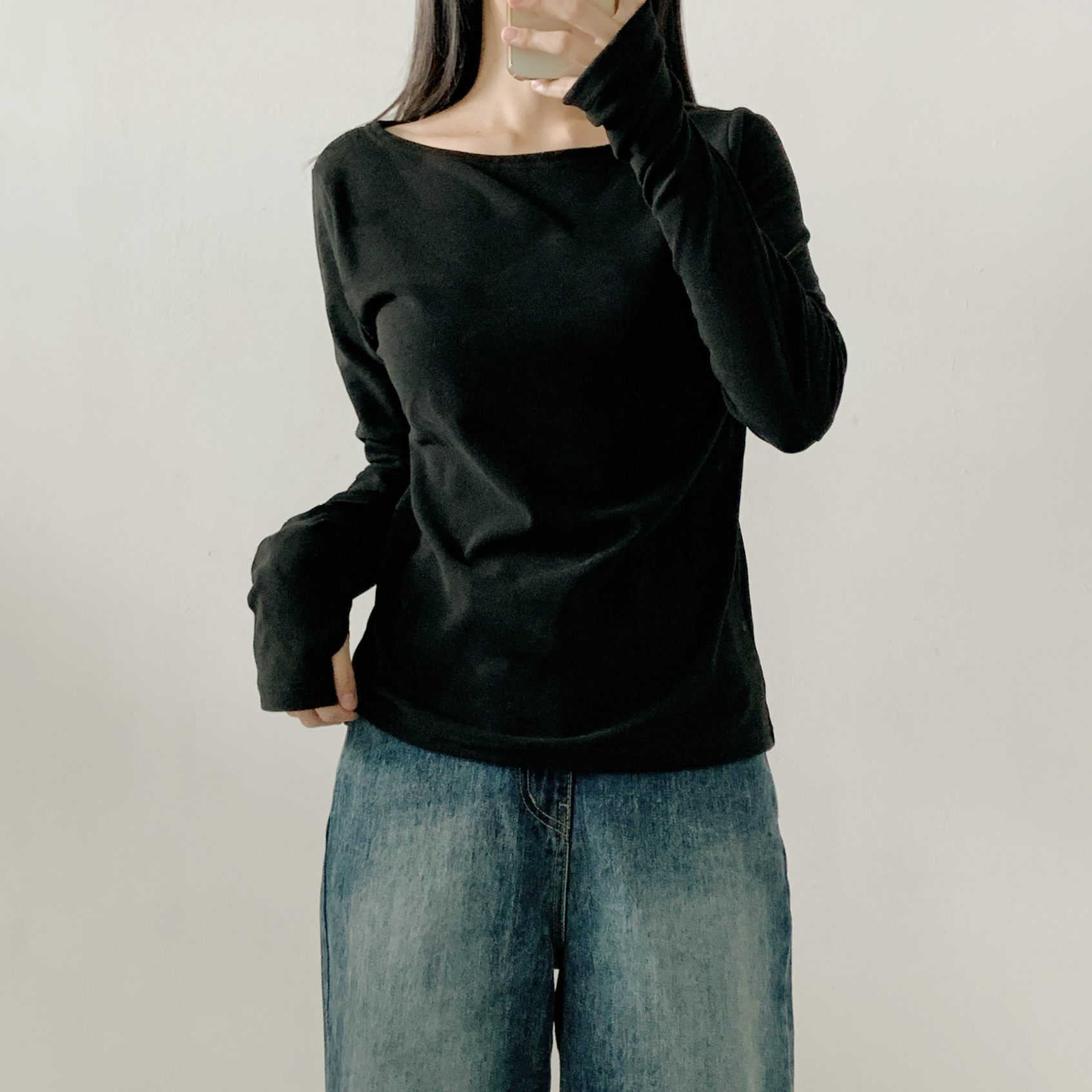 裏起毛ラウンドネックボートネック長袖Tシャツ | 詳細画像18