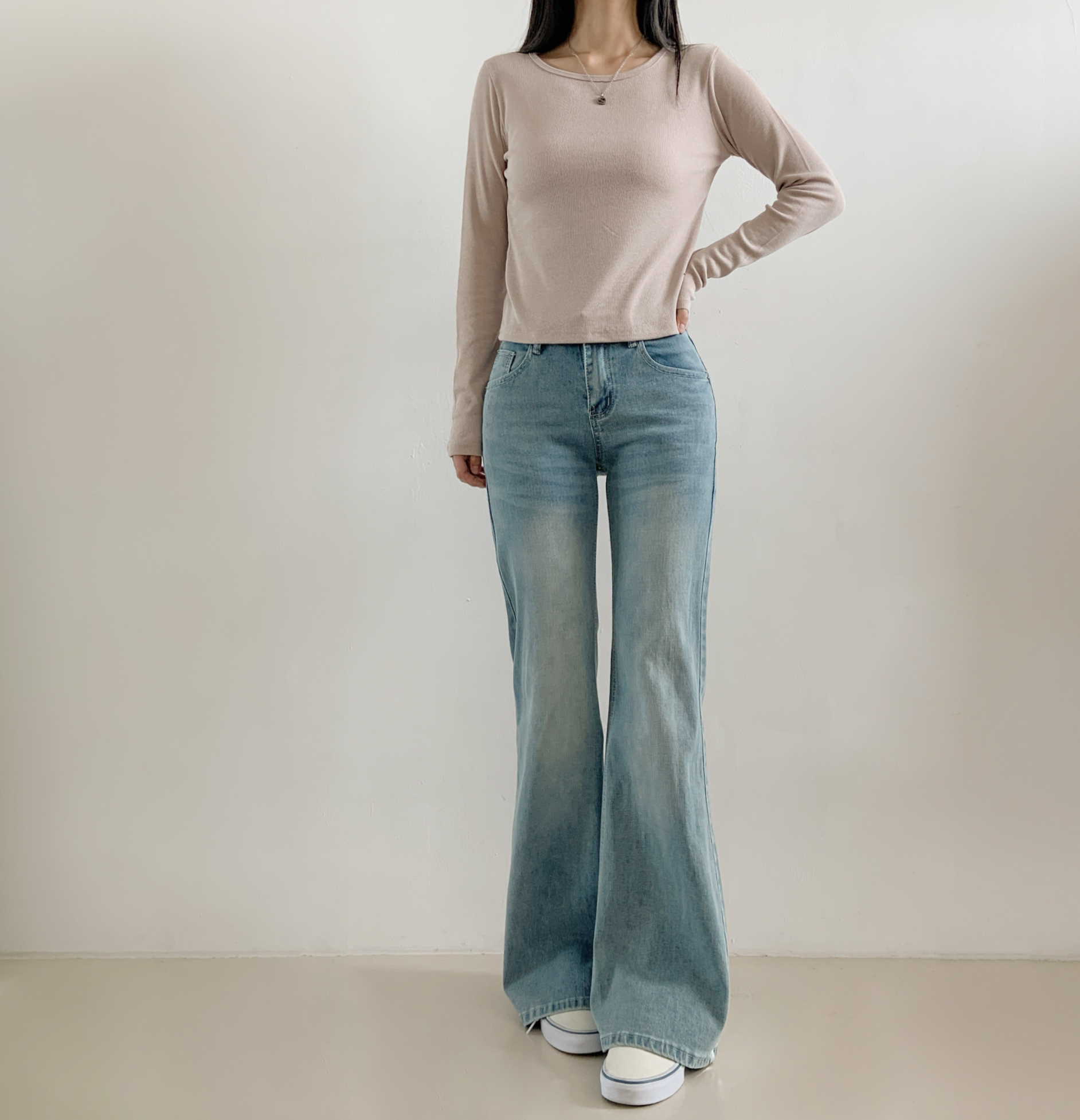 裏起毛リブラウンドネック長袖Tシャツ | 詳細画像12