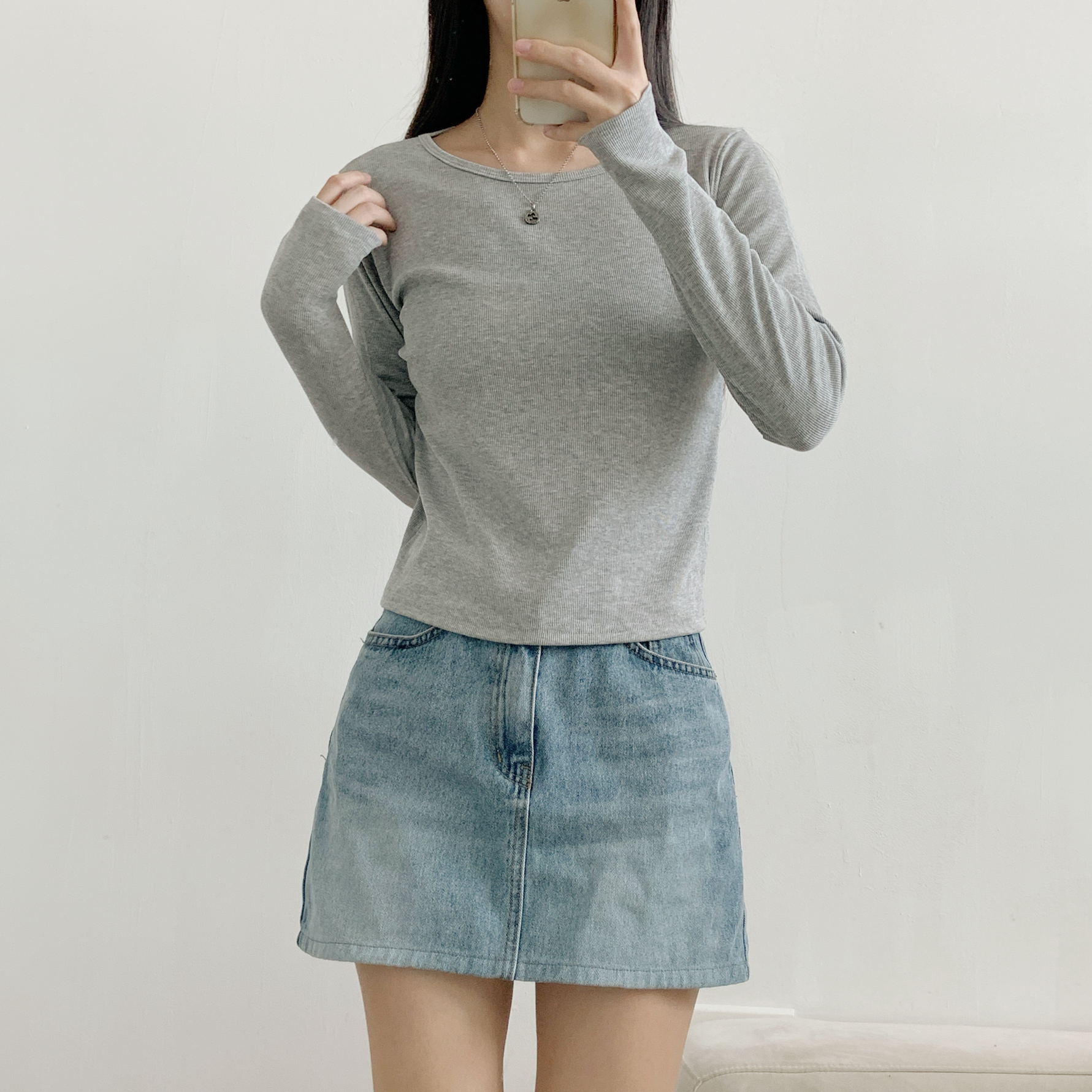 裏起毛リブラウンドネック長袖Tシャツ | 詳細画像9