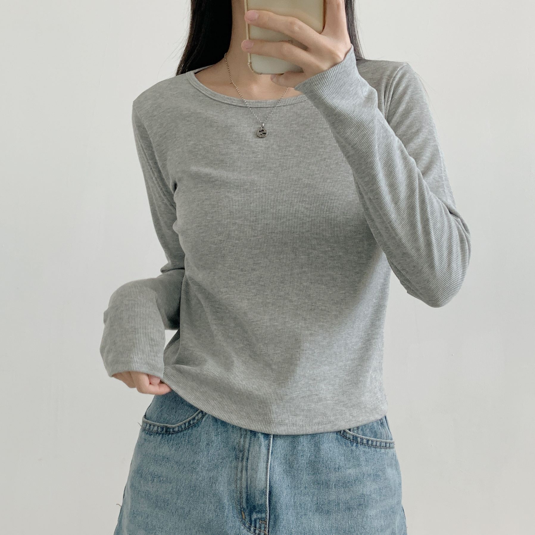 裏起毛リブラウンドネック長袖Tシャツ | 詳細画像10