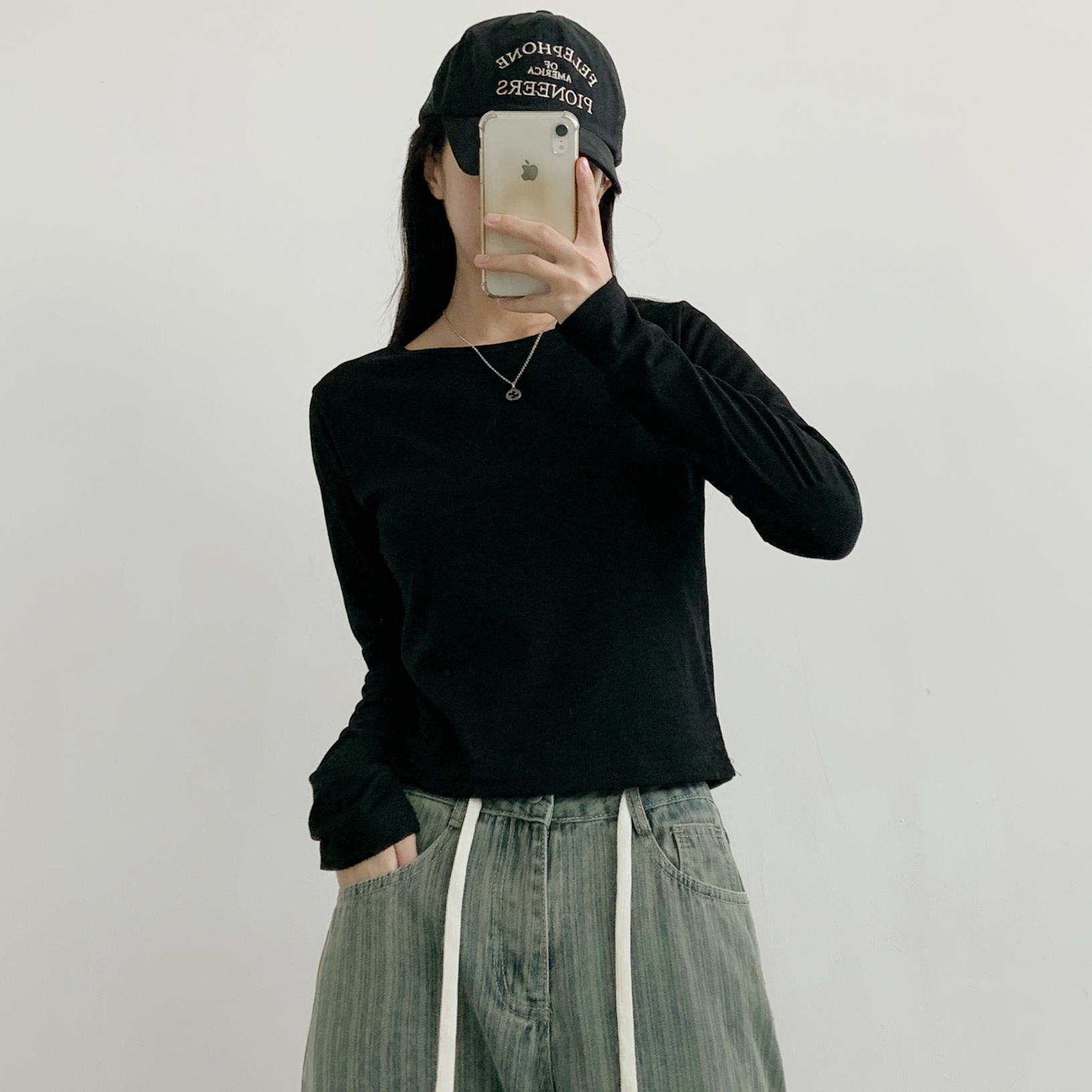 裏起毛リブラウンドネック長袖Tシャツ | 詳細画像17