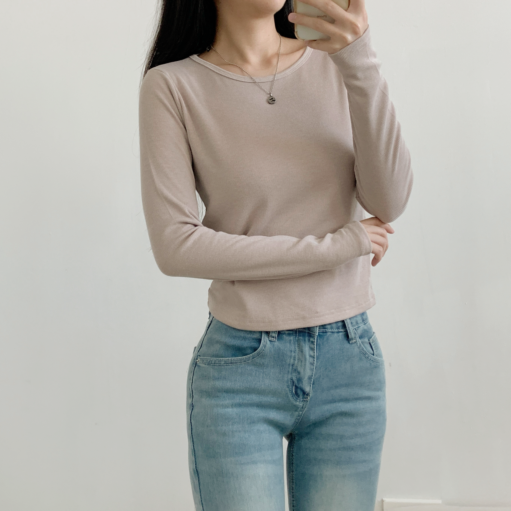 裏起毛リブラウンドネック長袖Tシャツ | 詳細画像15