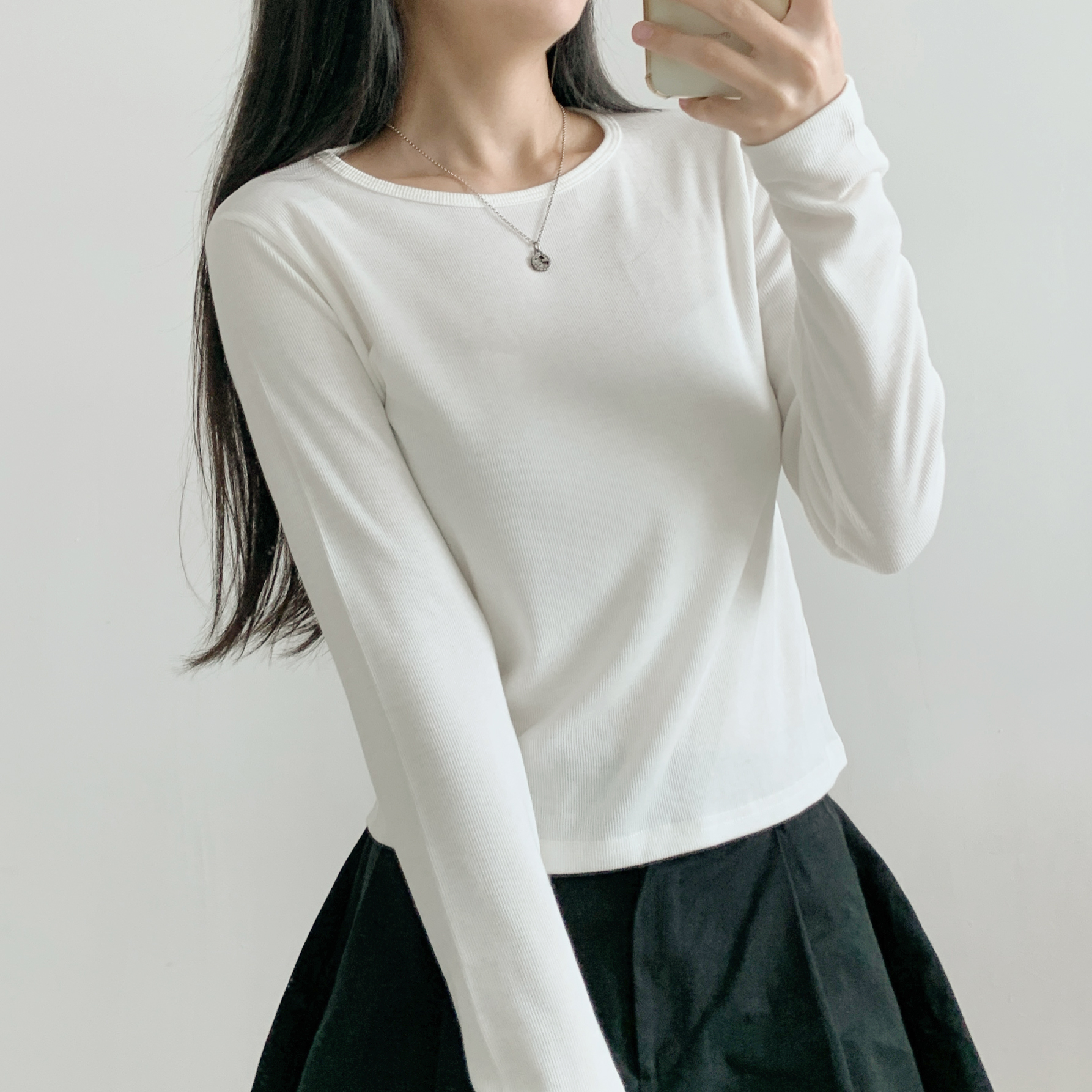 裏起毛リブラウンドネック長袖Tシャツ | 詳細画像5
