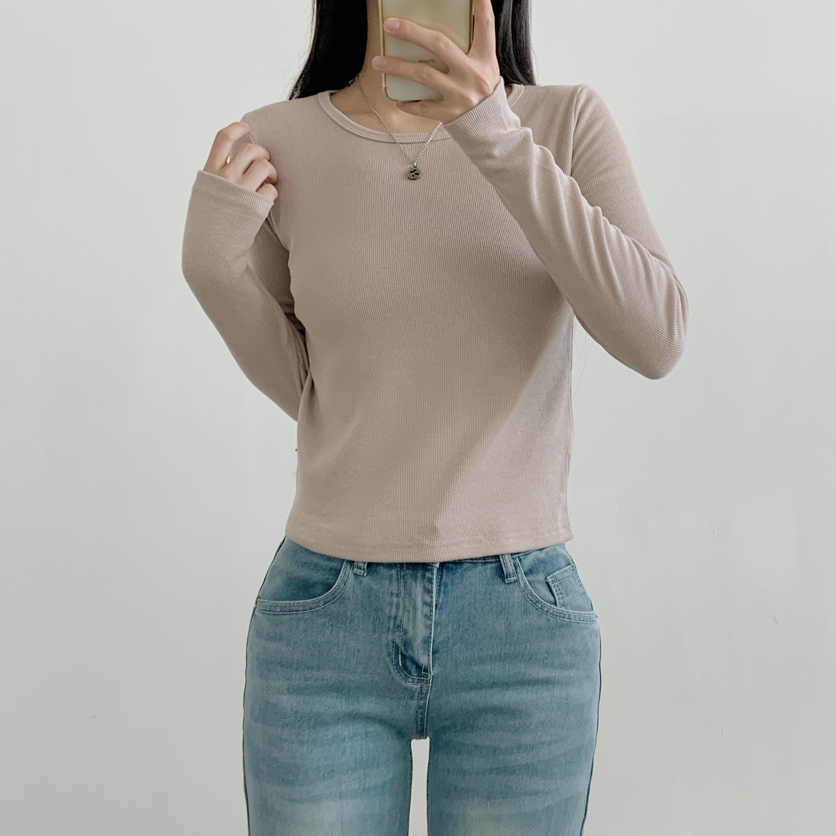 裏起毛リブラウンドネック長袖Tシャツ | 詳細画像14