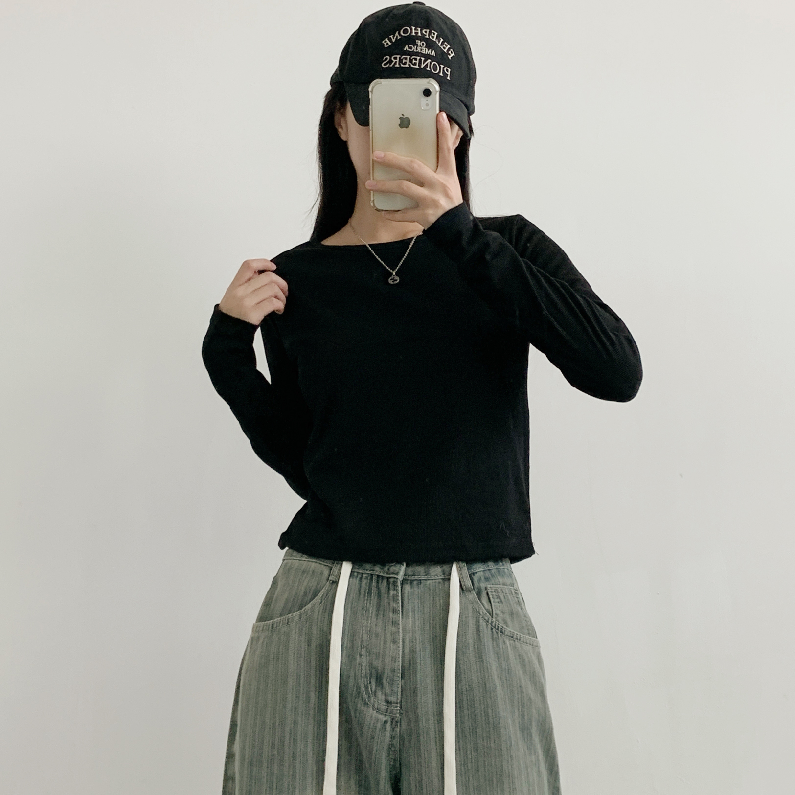 裏起毛リブラウンドネック長袖Tシャツ | 詳細画像18