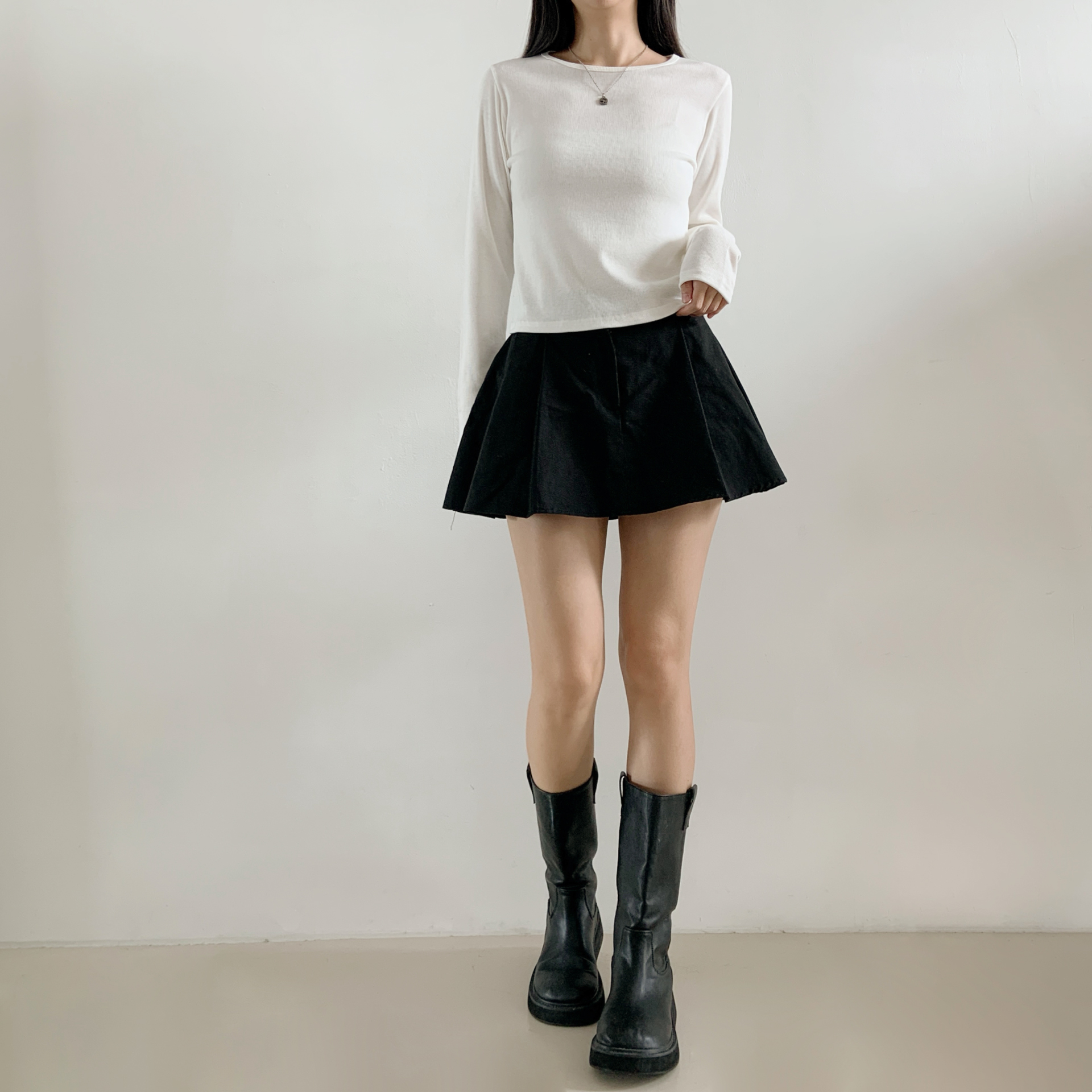 裏起毛リブラウンドネック長袖Tシャツ | 詳細画像6