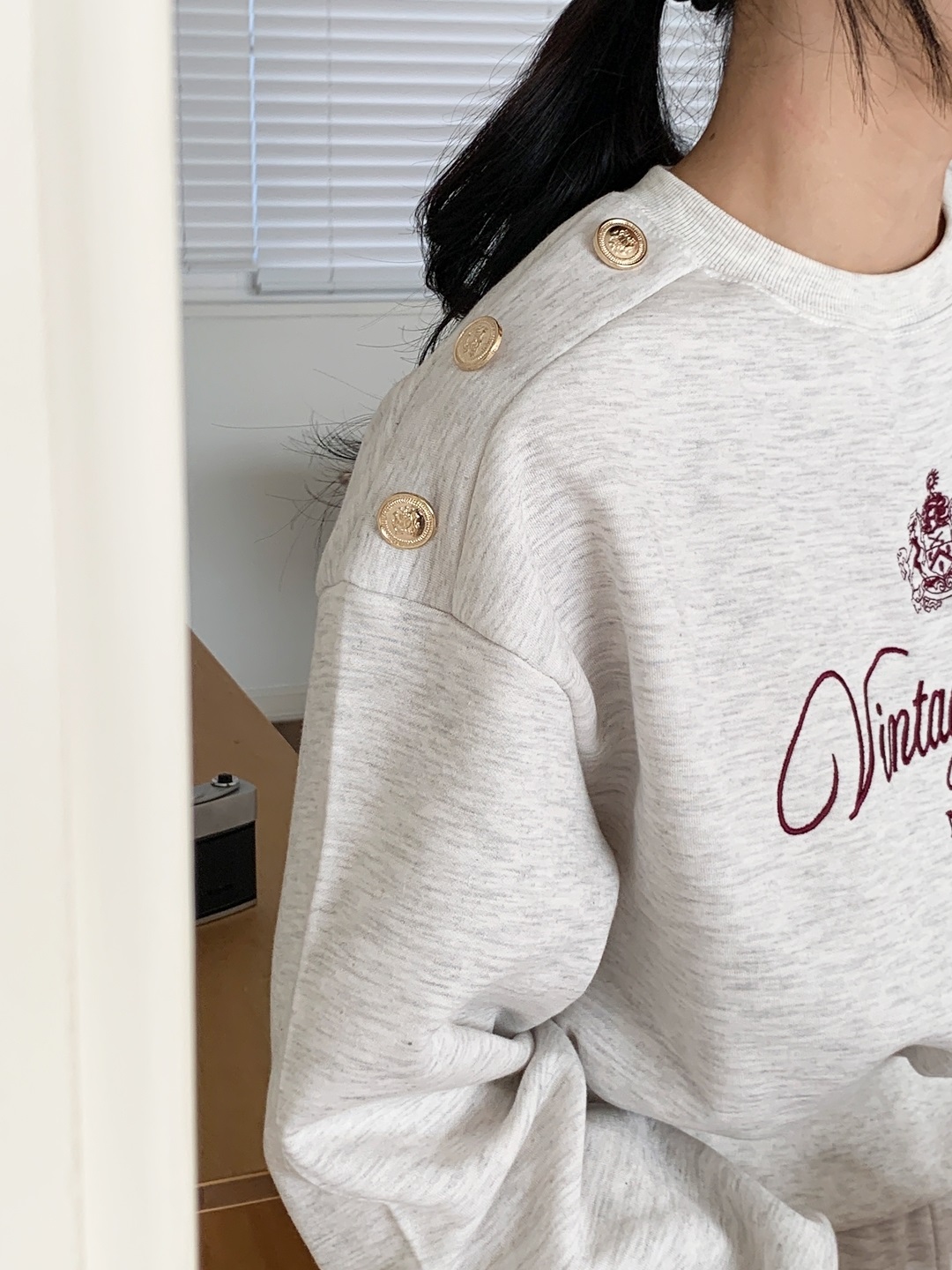 起毛裏地ラウンドネックウエストゴム長袖ワイド刺繍セットアップパンツスウェットトレーニング | 詳細画像14