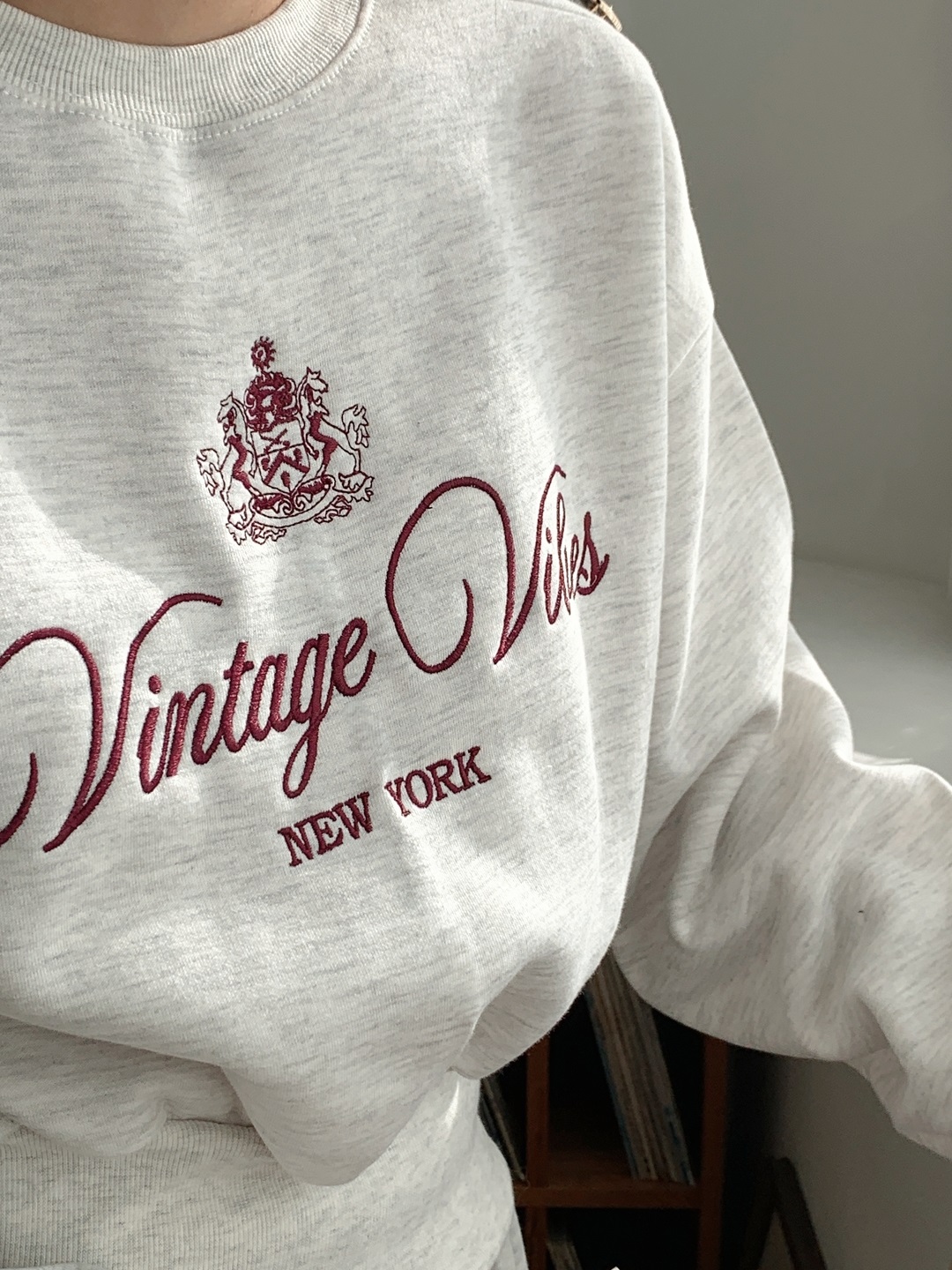 起毛裏地ラウンドネックウエストゴム長袖ワイド刺繍セットアップパンツスウェットトレーニング | 詳細画像8