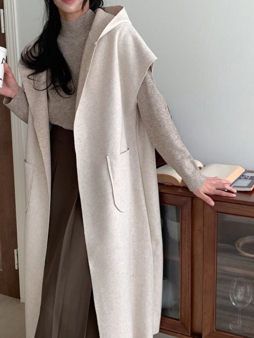 ウール混オープンロングベスト | レディースファッション通販 - DHOLIC