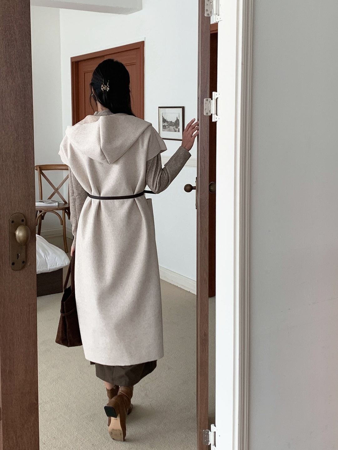 ベルト付フードロングルーズコートベスト | 詳細画像18