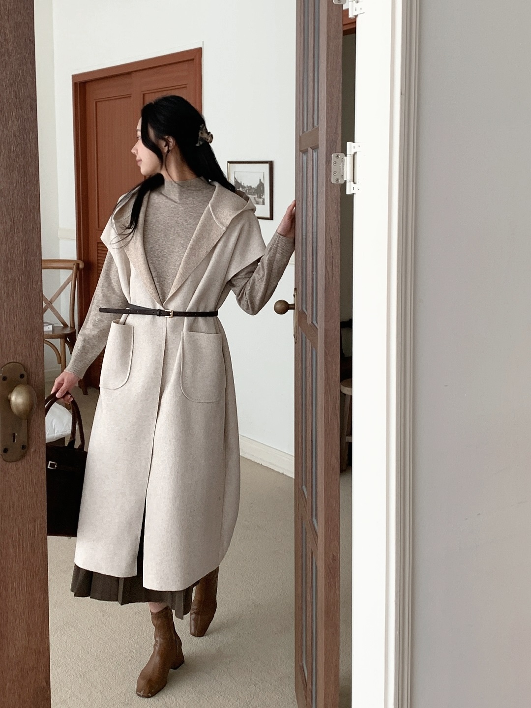 ベルト付フードロングルーズコートベスト | 詳細画像20