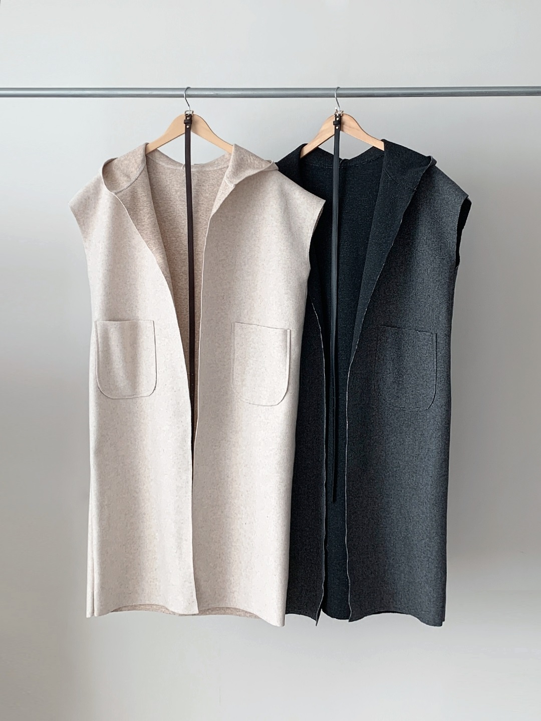 ベルト付フードロングルーズコートベスト | 詳細画像26