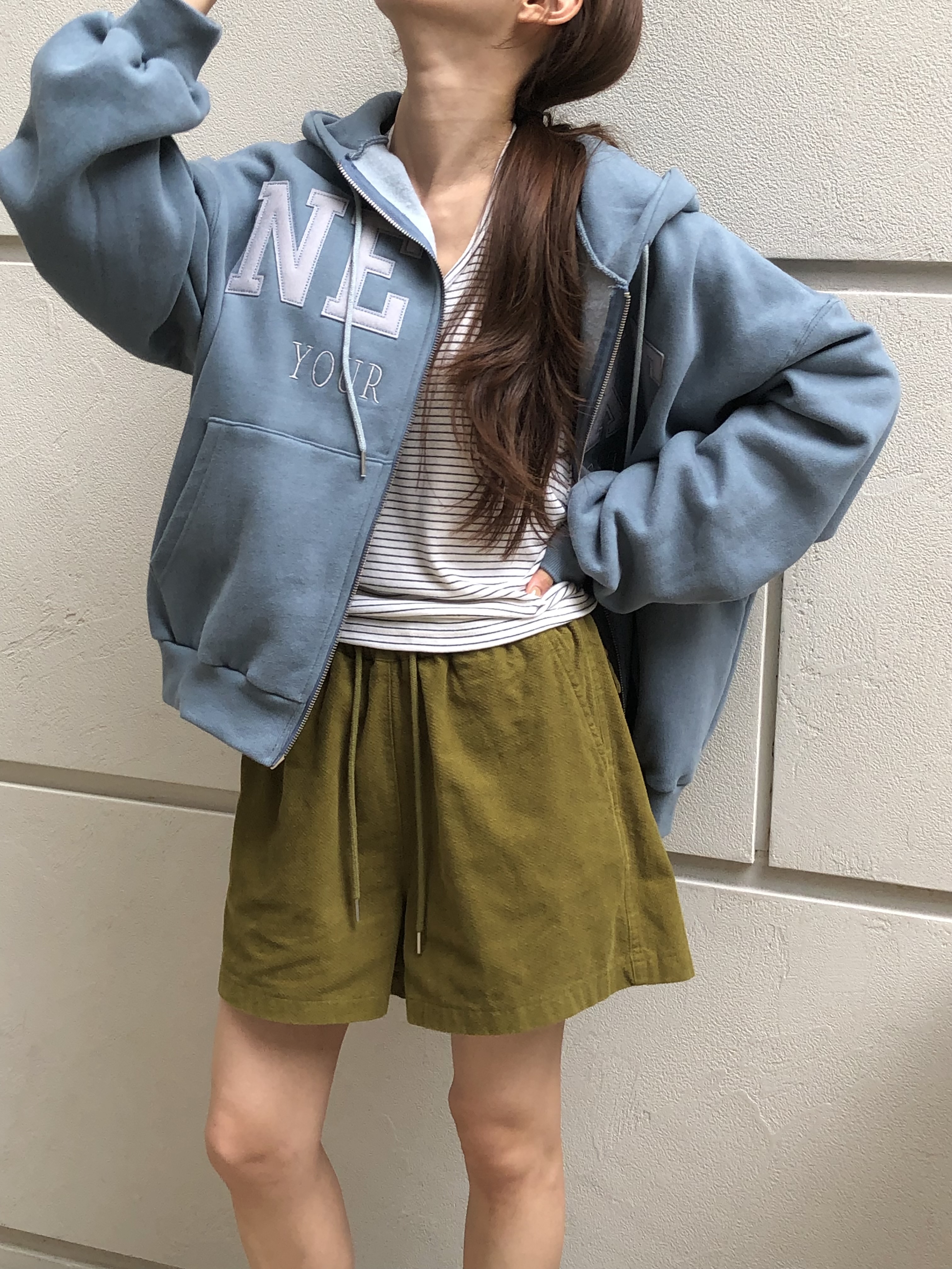 裏起毛ジップアップフードポケットパッチルーズ長袖ジップパーカー | 詳細画像12