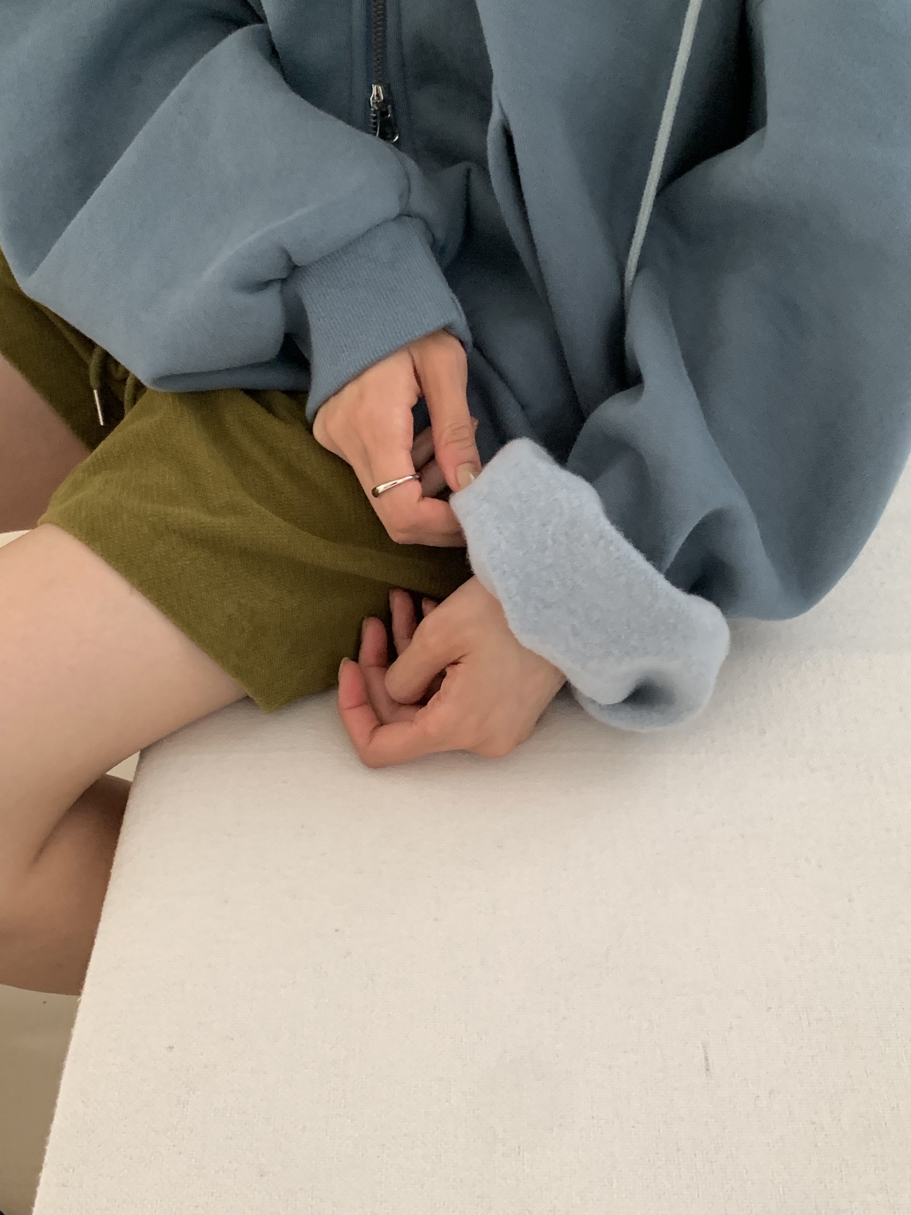 裏起毛ジップアップフードポケットパッチルーズ長袖ジップパーカー | 詳細画像11