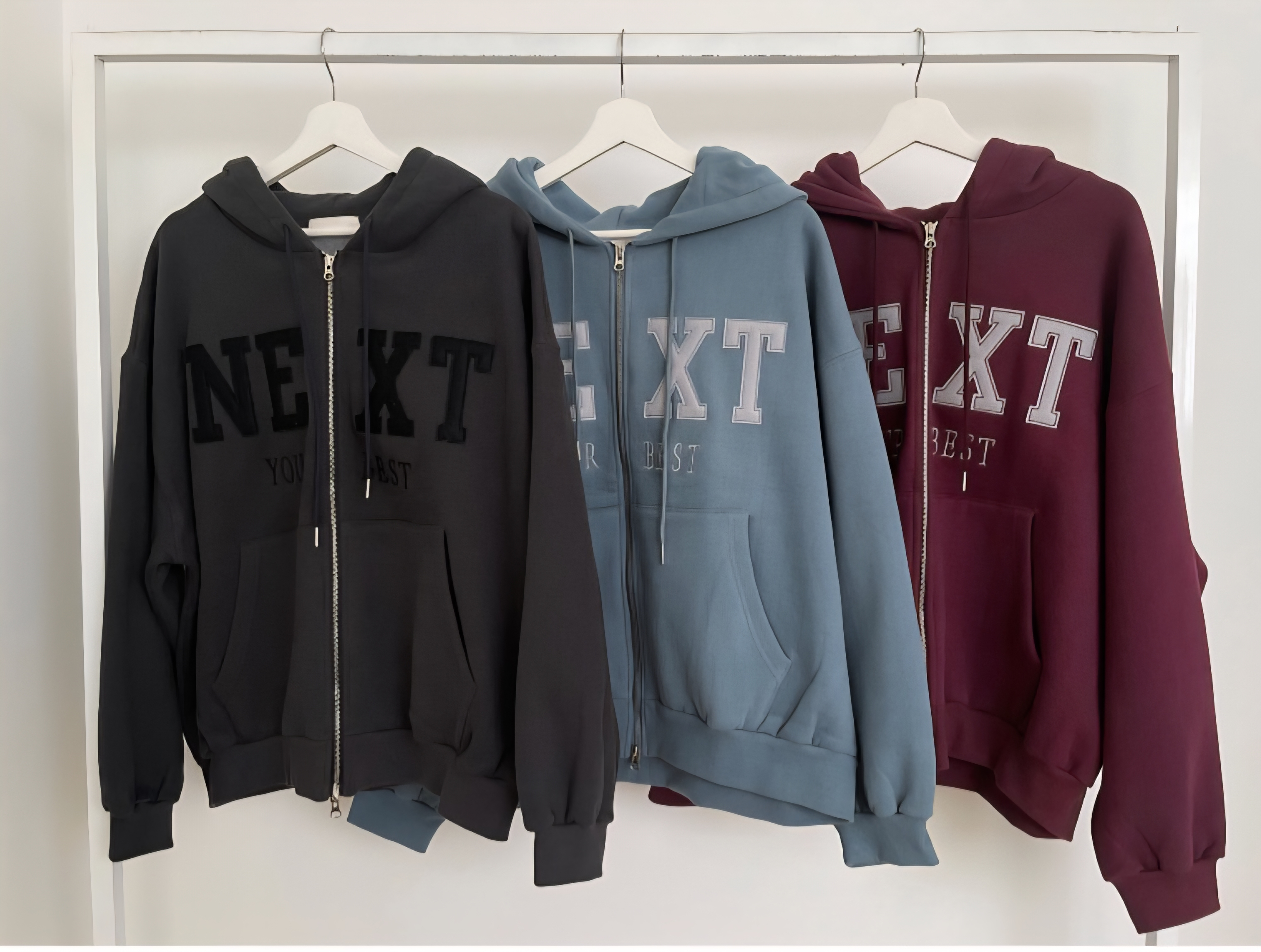 裏起毛ジップアップフードポケットパッチルーズ長袖ジップパーカー | 詳細画像15