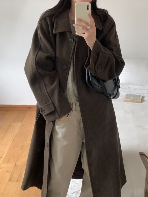 裏起毛ボアボーダーロングコート | レディースファッション通販