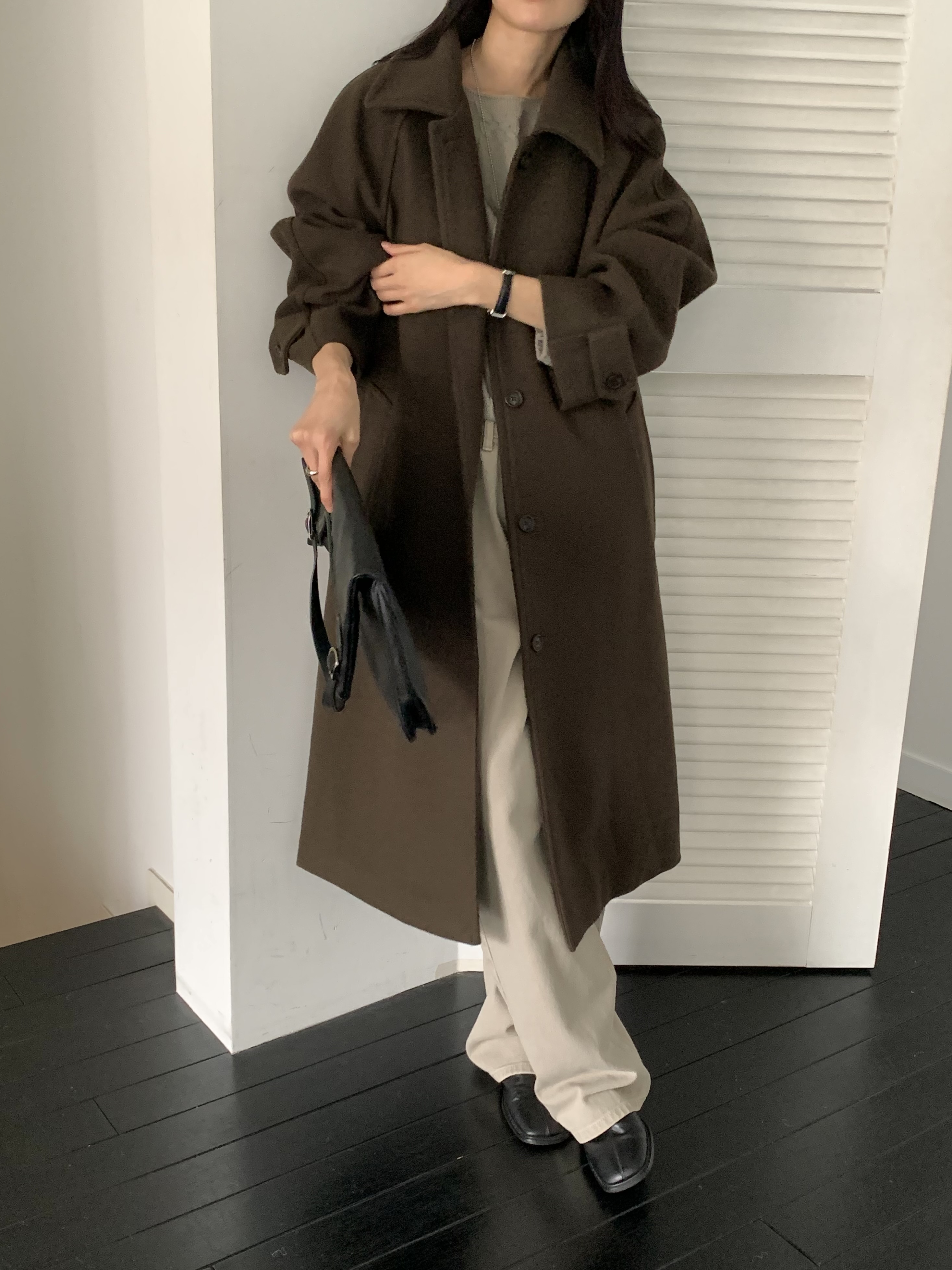 キルティング中綿カラーポケットルーズ長袖コート | 詳細画像2