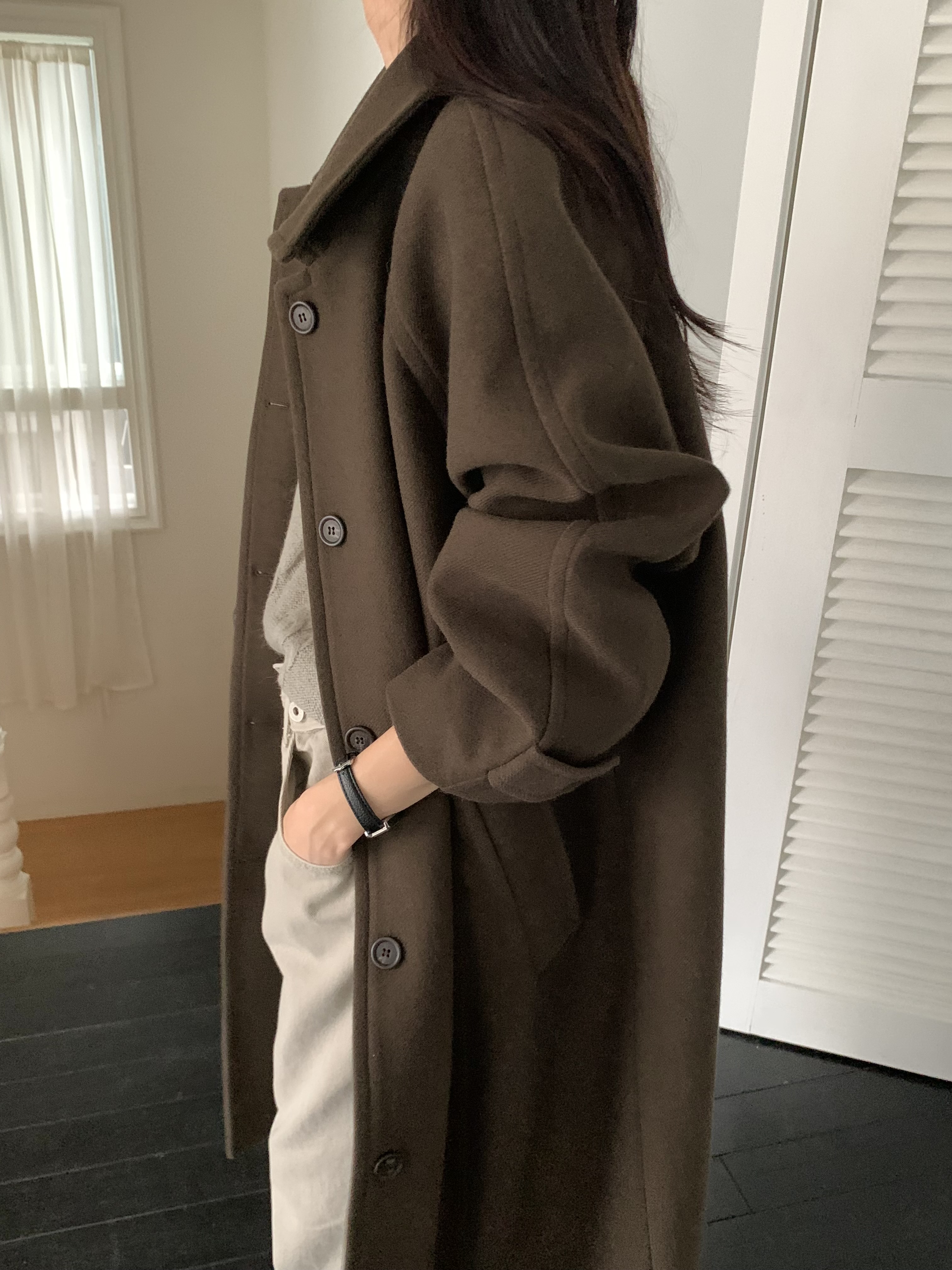 キルティング中綿カラーポケットルーズ長袖コート | 詳細画像16