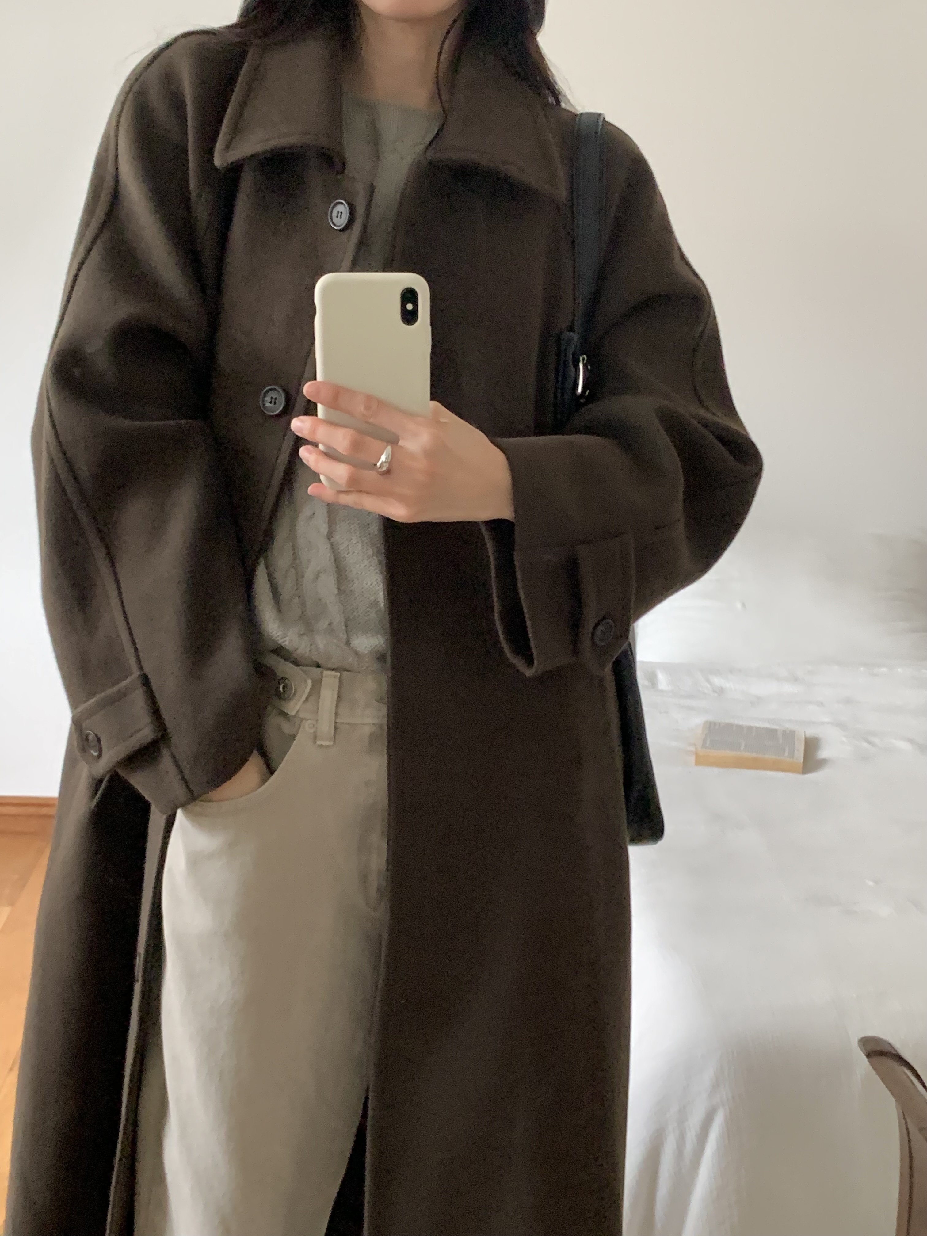 キルティング中綿カラーポケットルーズ長袖コート | 詳細画像9