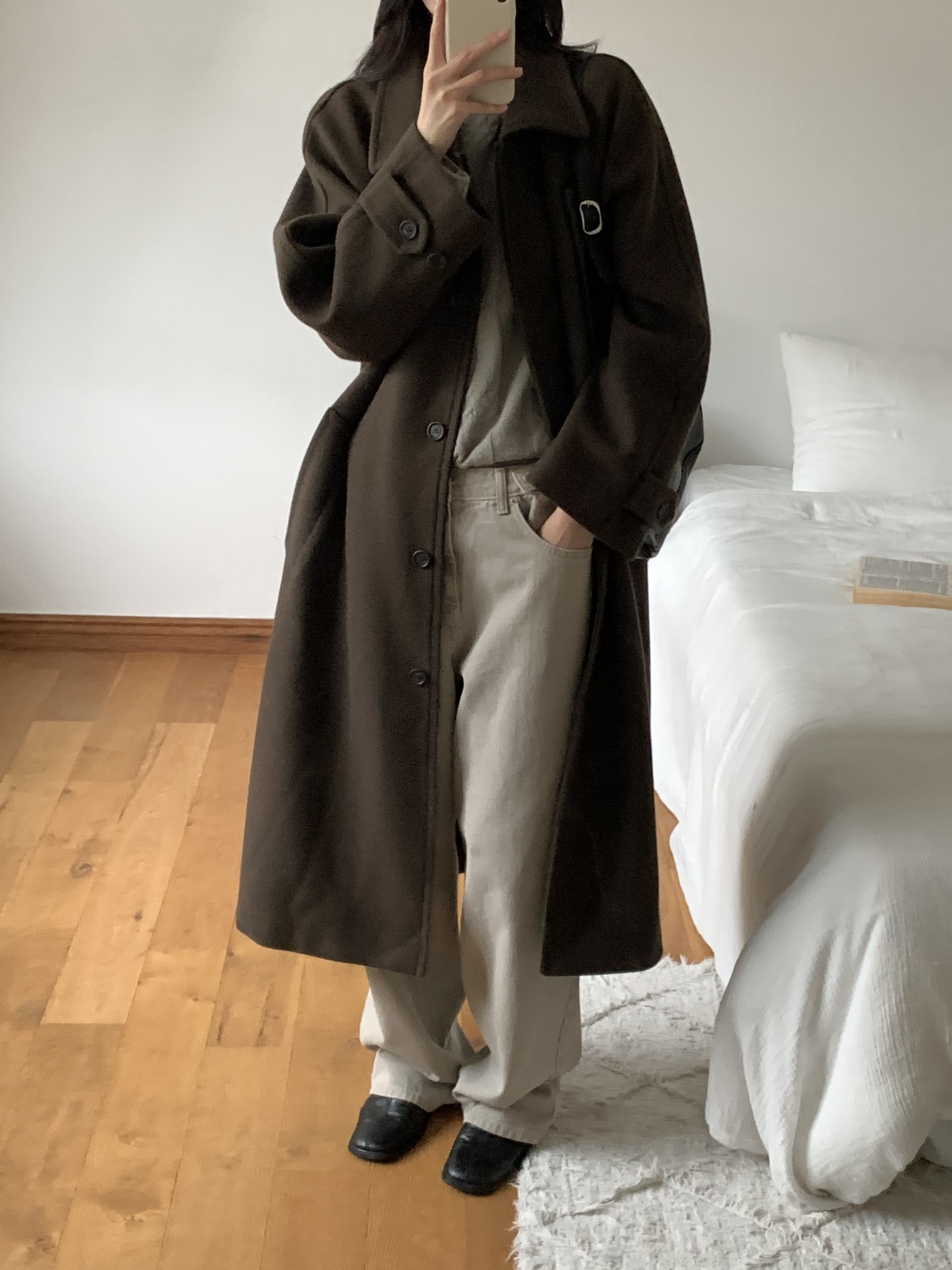 キルティング中綿カラーポケットルーズ長袖コート | 詳細画像10