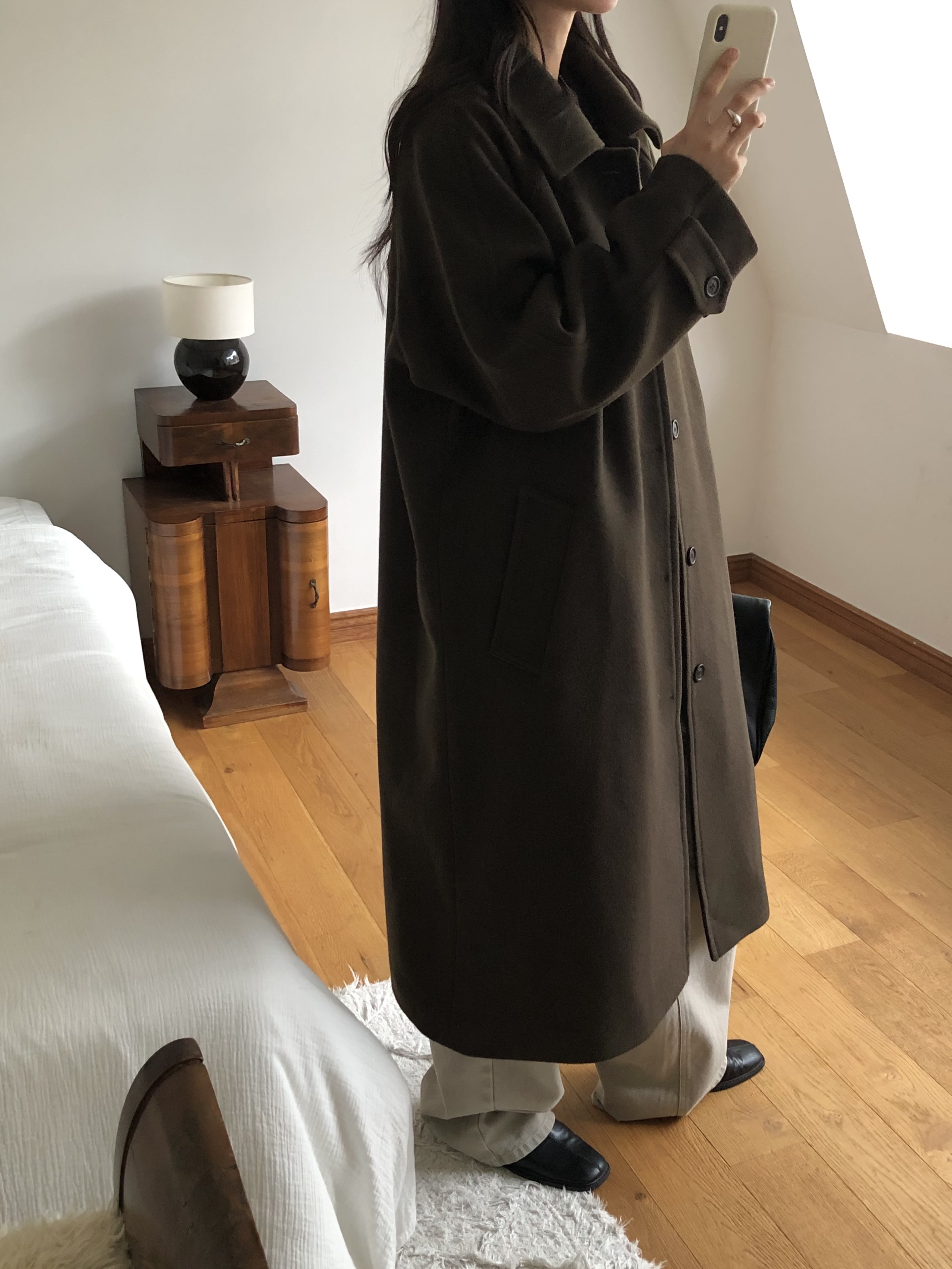 キルティング中綿カラーポケットルーズ長袖コート | 詳細画像14