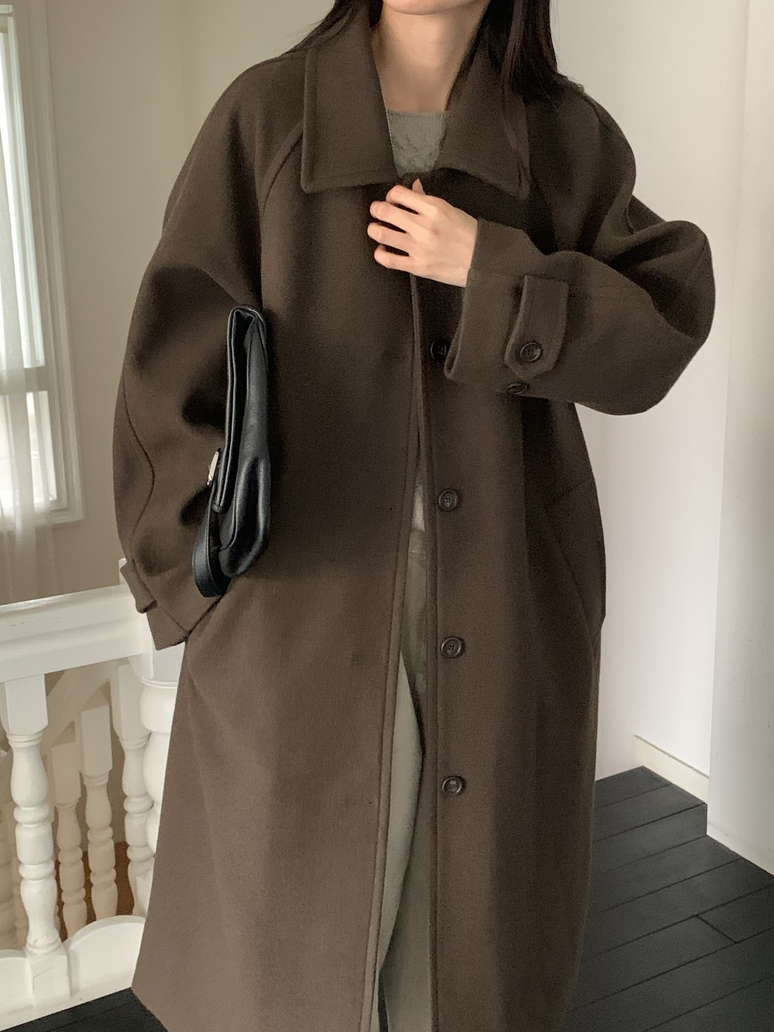 キルティング中綿カラーポケットルーズ長袖コート | 詳細画像6